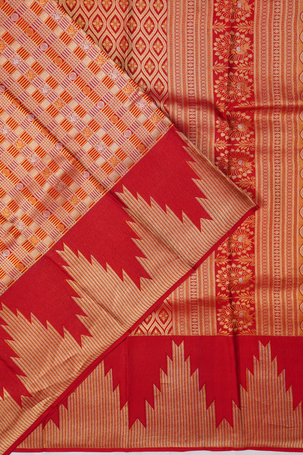 Taranga Kanchi Silk Brocade Red Saree