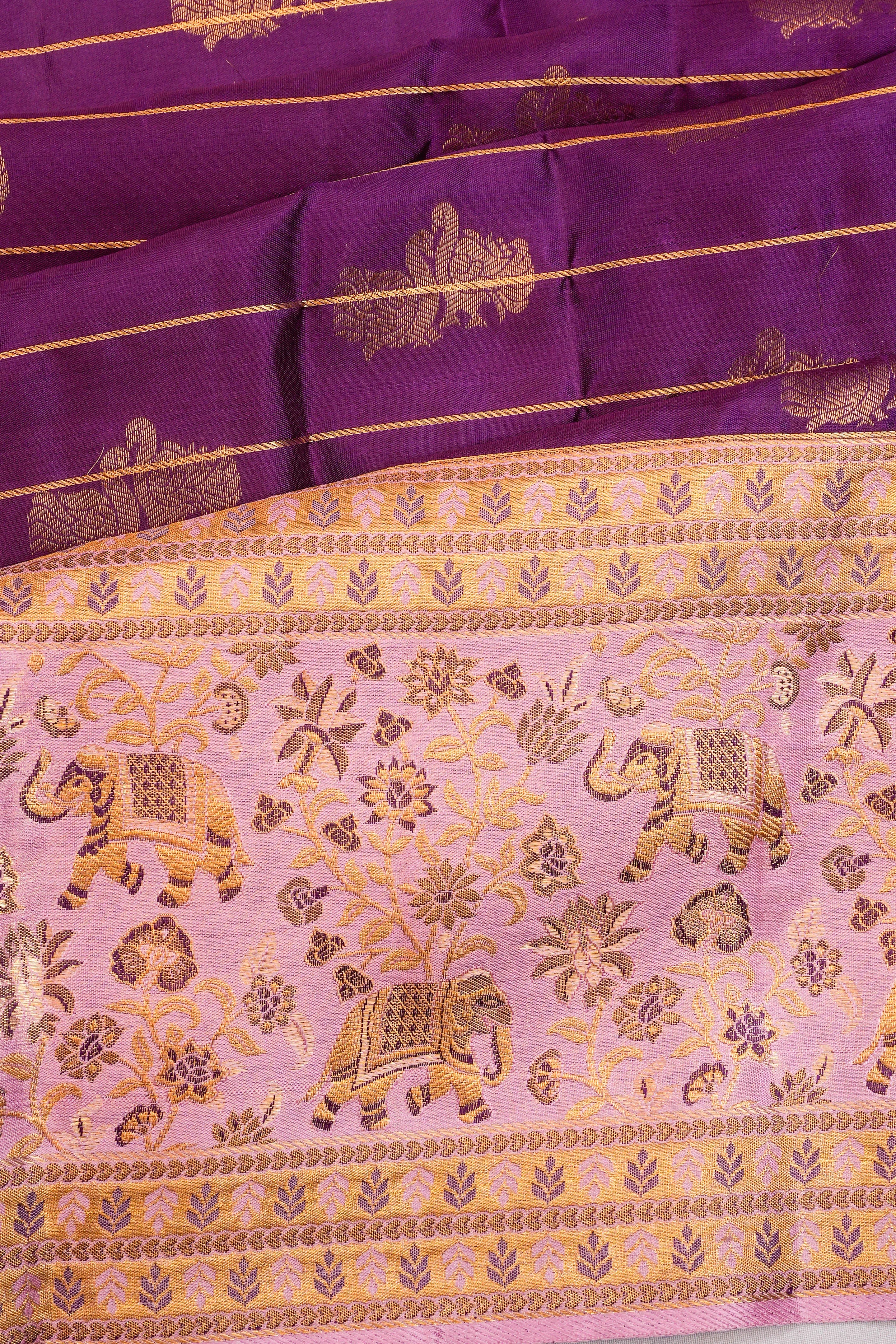 Kanchipuram Silk Brocade Purple Saree