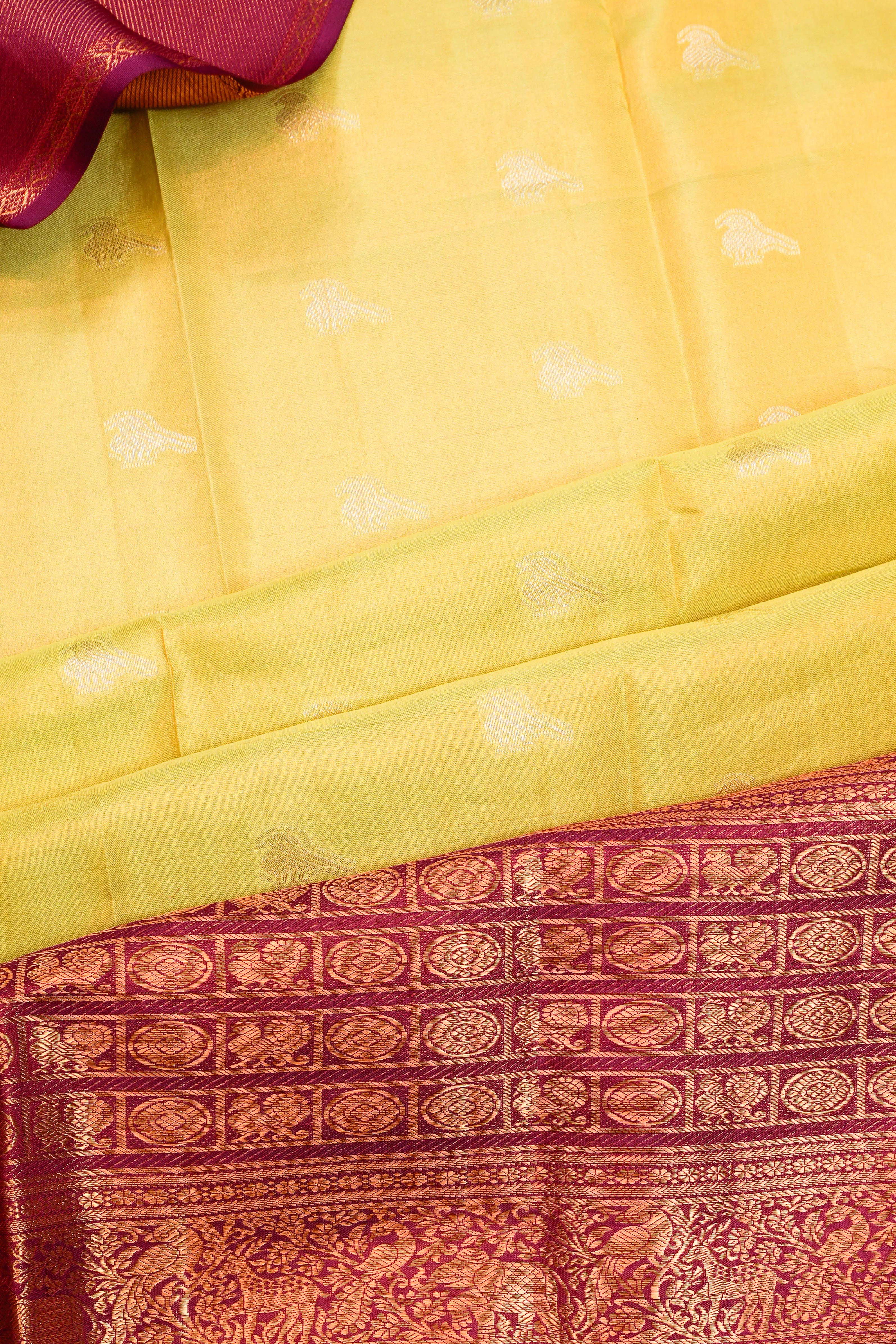 Taranga Kanchi Silk Butta Yellow Saree