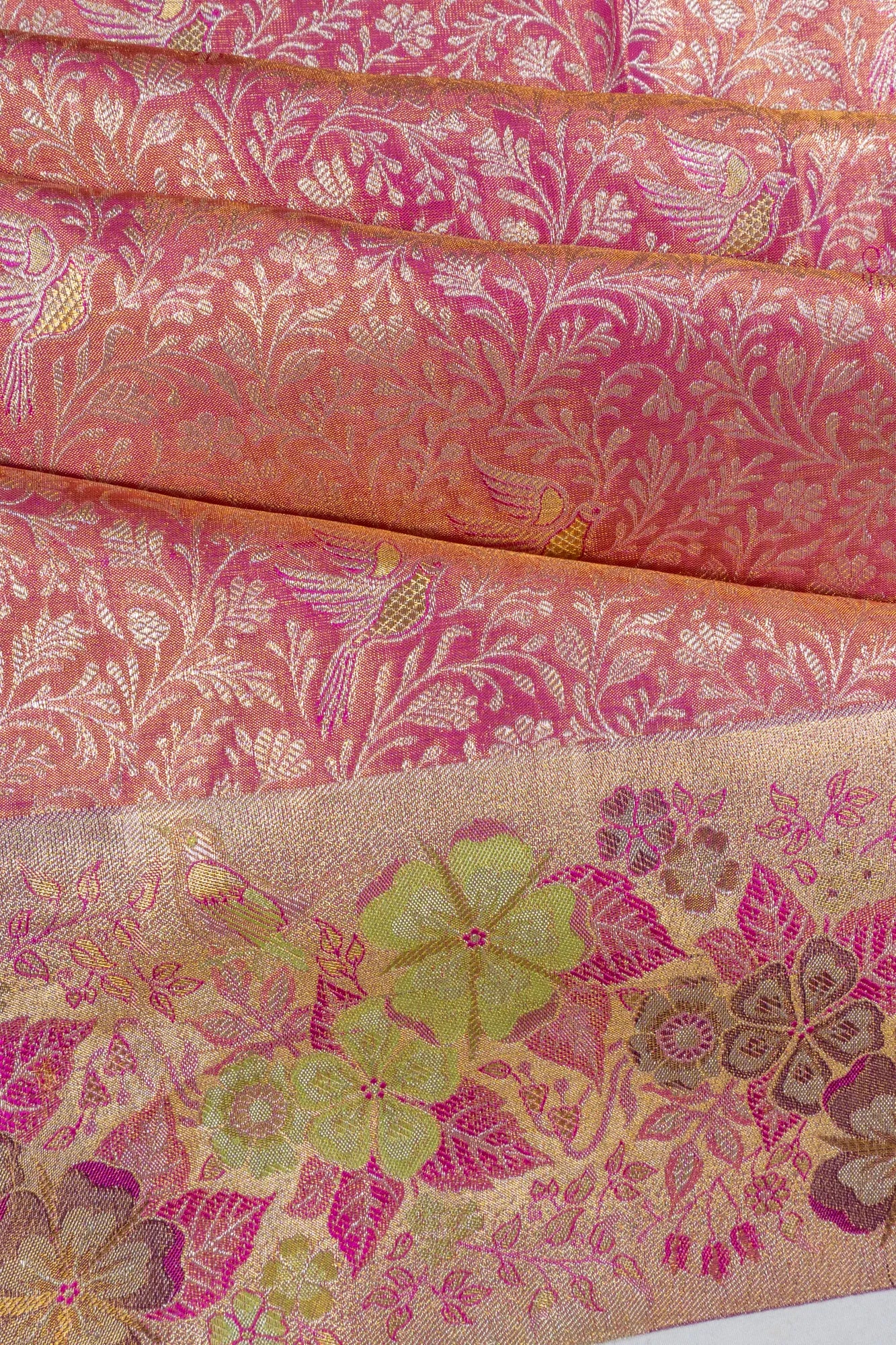 Taranga Kanchi Silk Tissue Brocade Baby Pink Saree