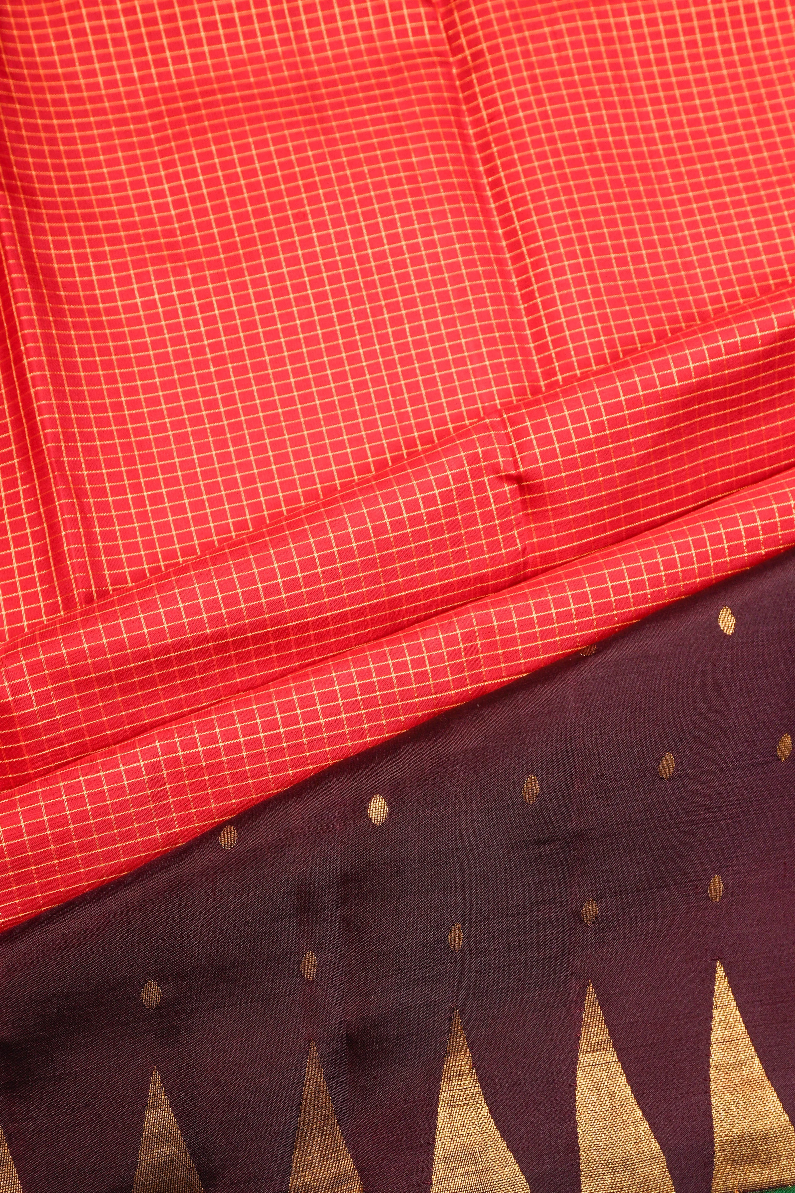 Kanchipuram Silk Checks Pink Saree