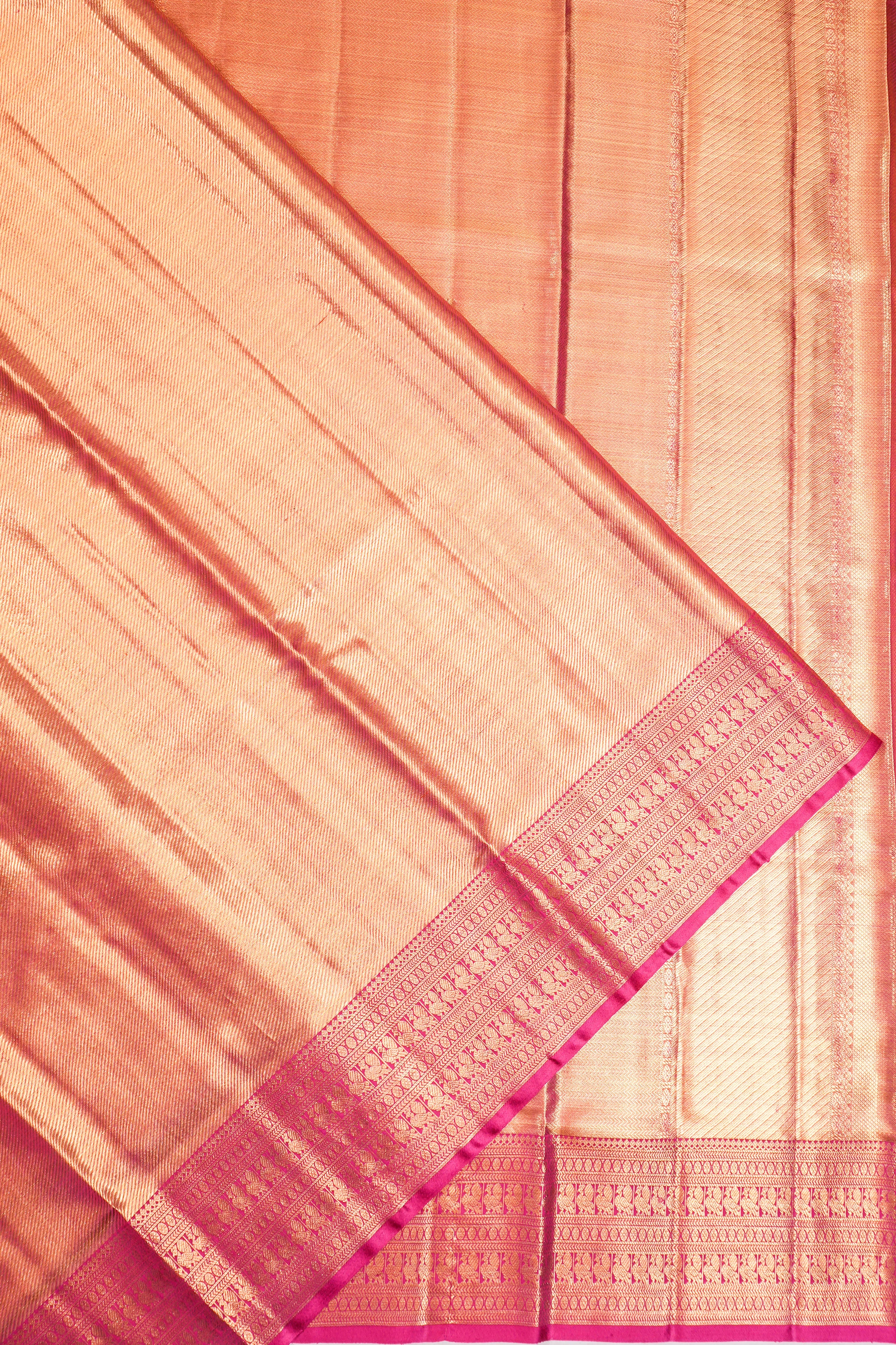 Kanchipuram Silk Tissue Brocade Pink Saree