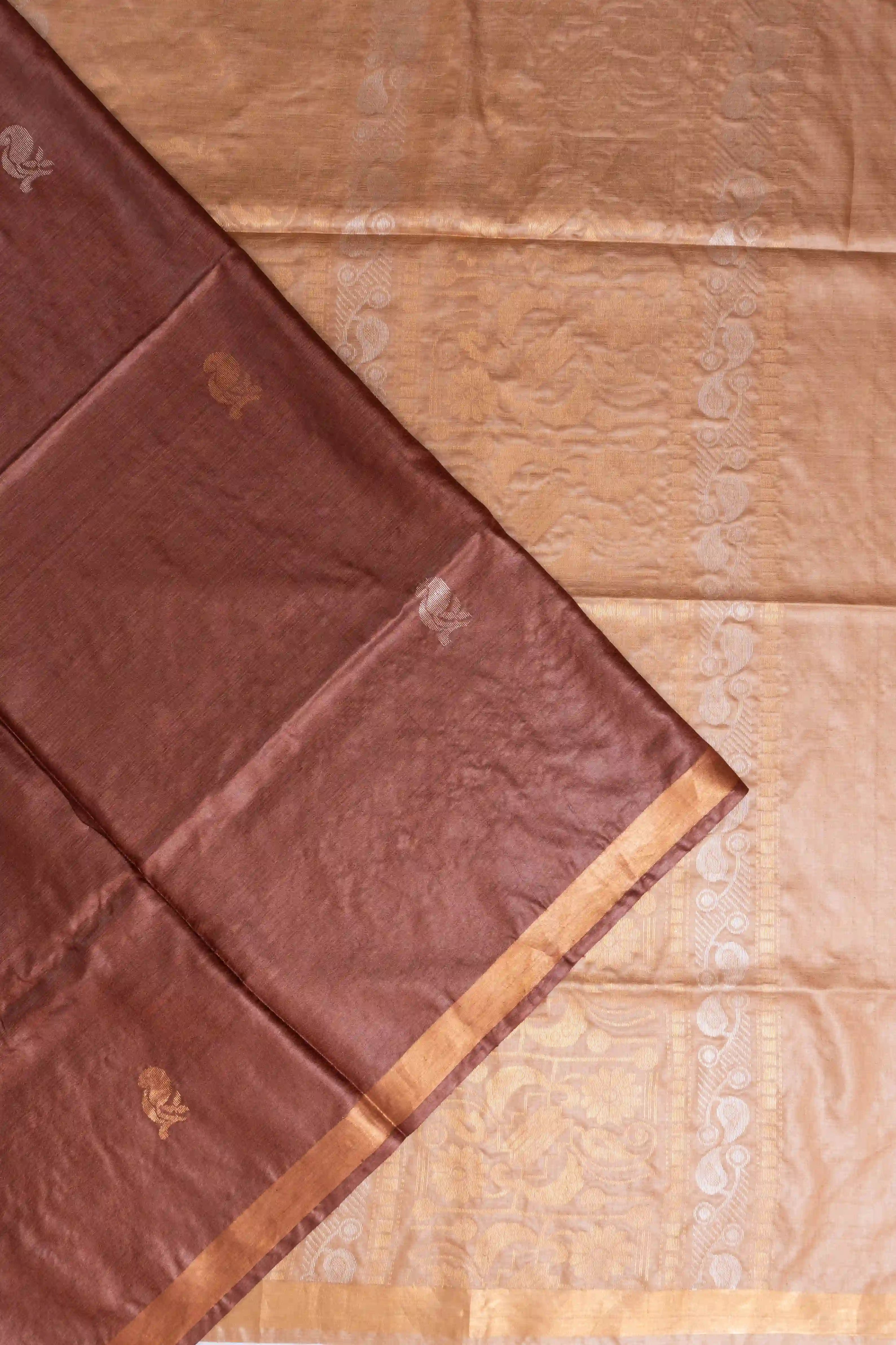 Kosa Silk Butta Brown Saree