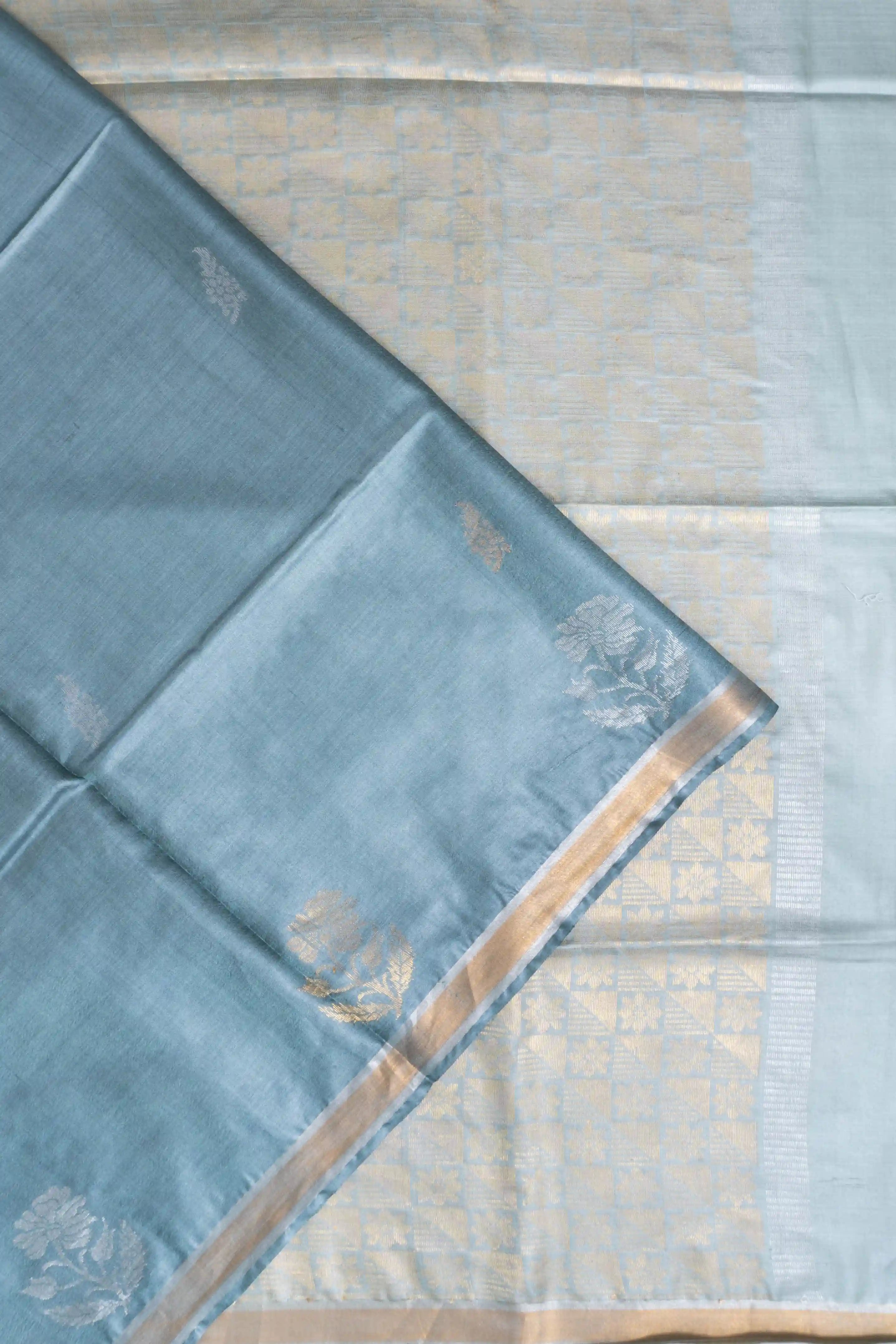 Kosa Silk Butta Blue Saree