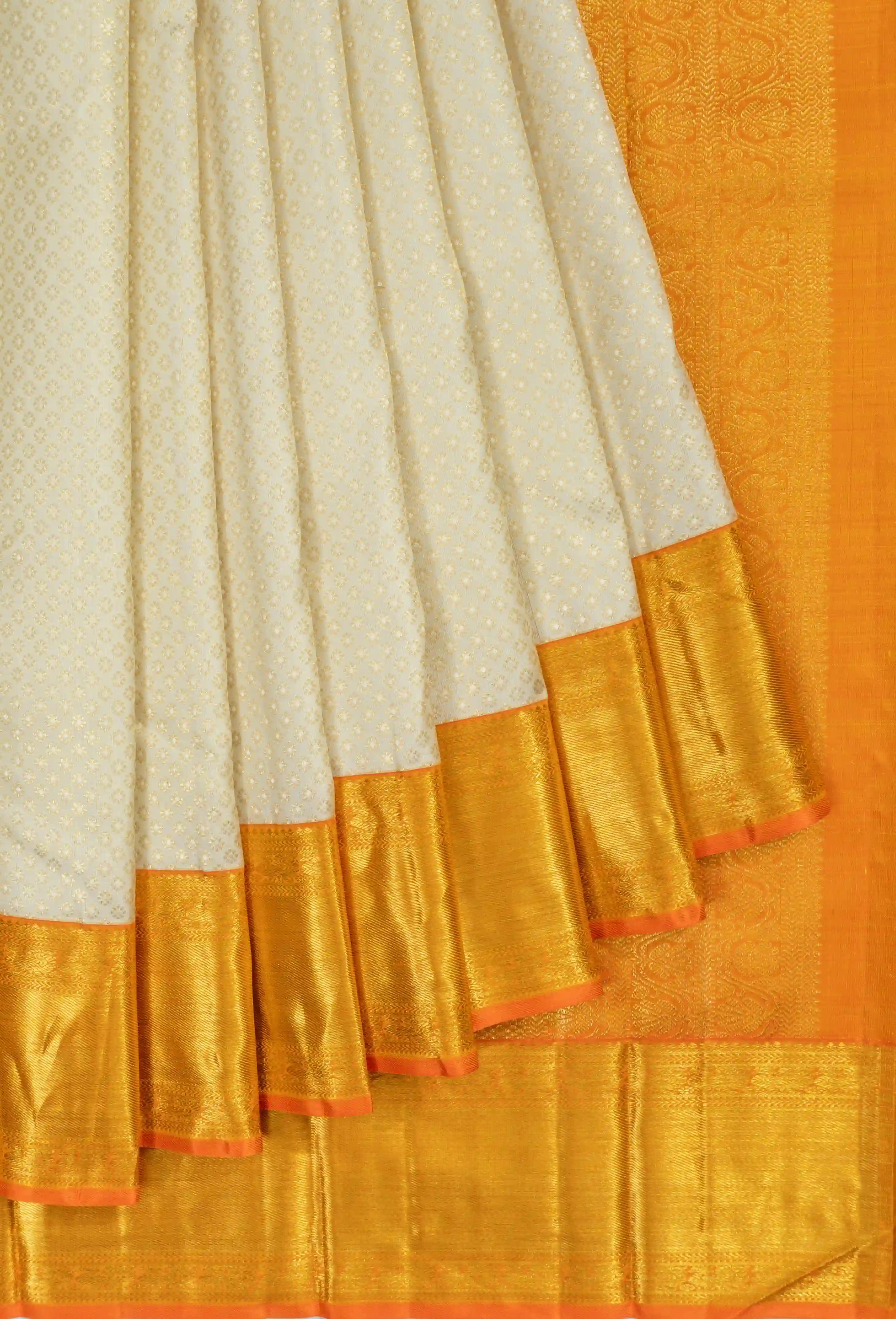 Kanchipuram Silk Brocade Off White Saree