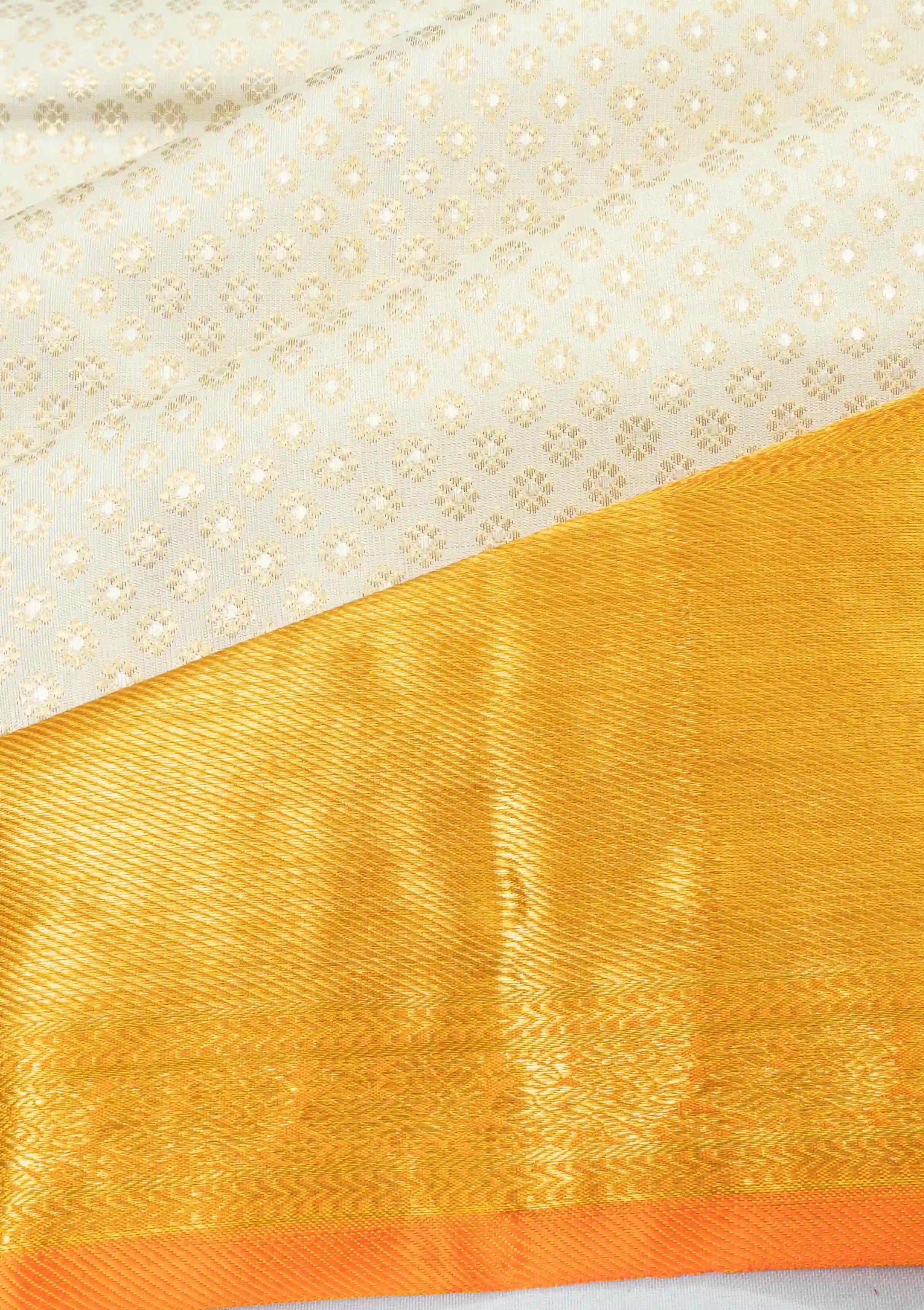Kanchipuram Silk Brocade Off White Saree