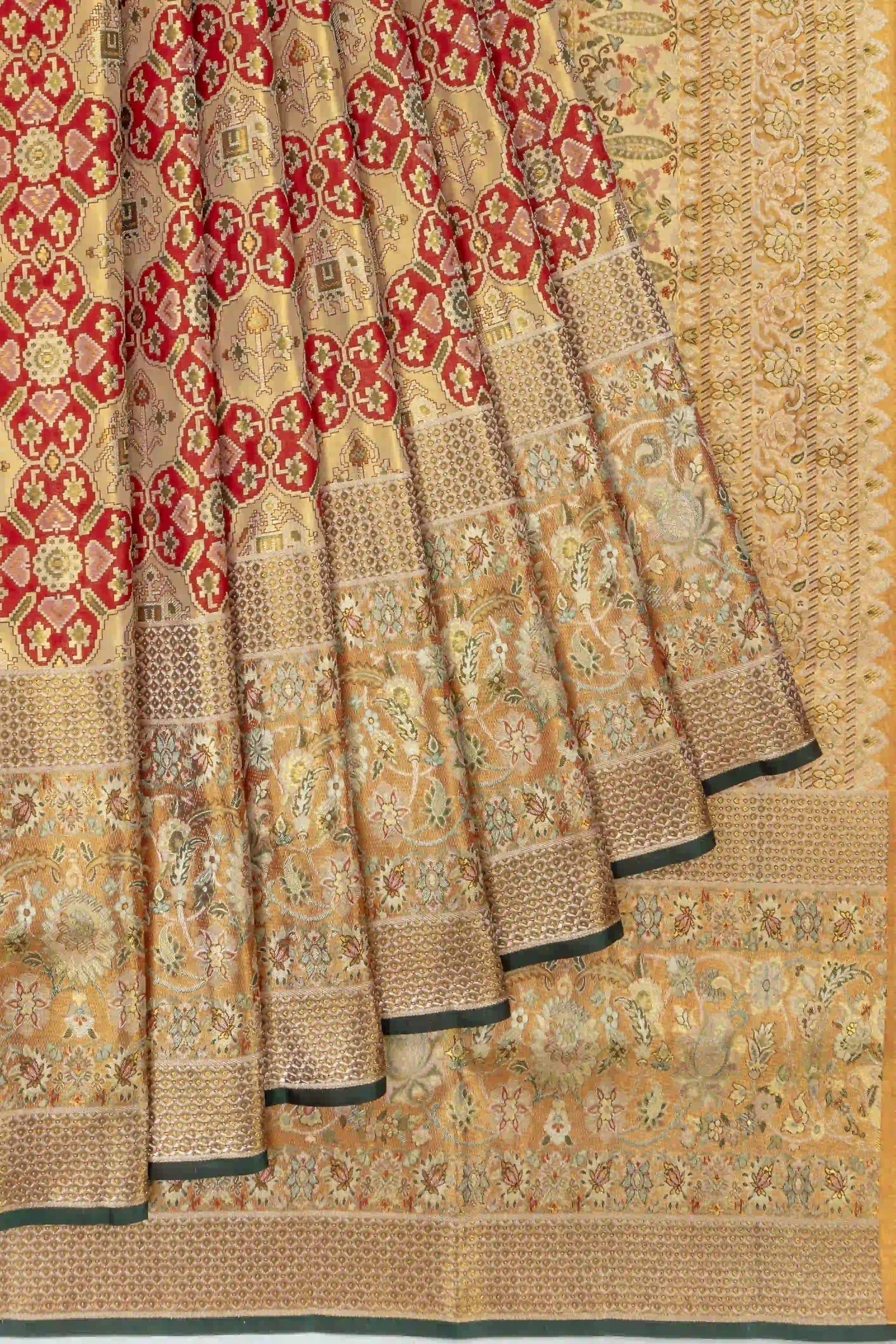 Kanchipuram Silk Tissue Brocade Red Saree