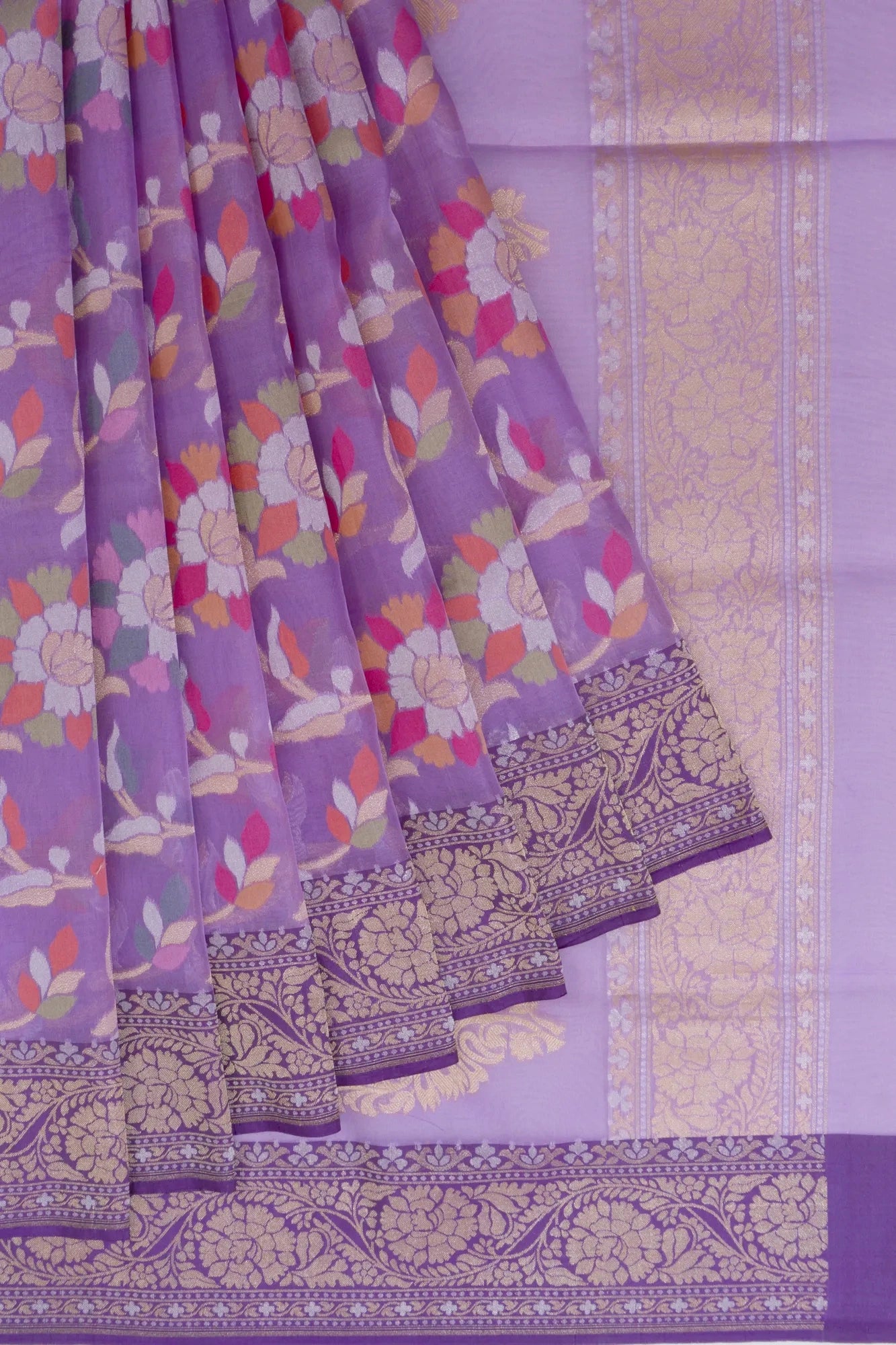 Banarasi Kora Organza All Over Jaal Lavender Saree