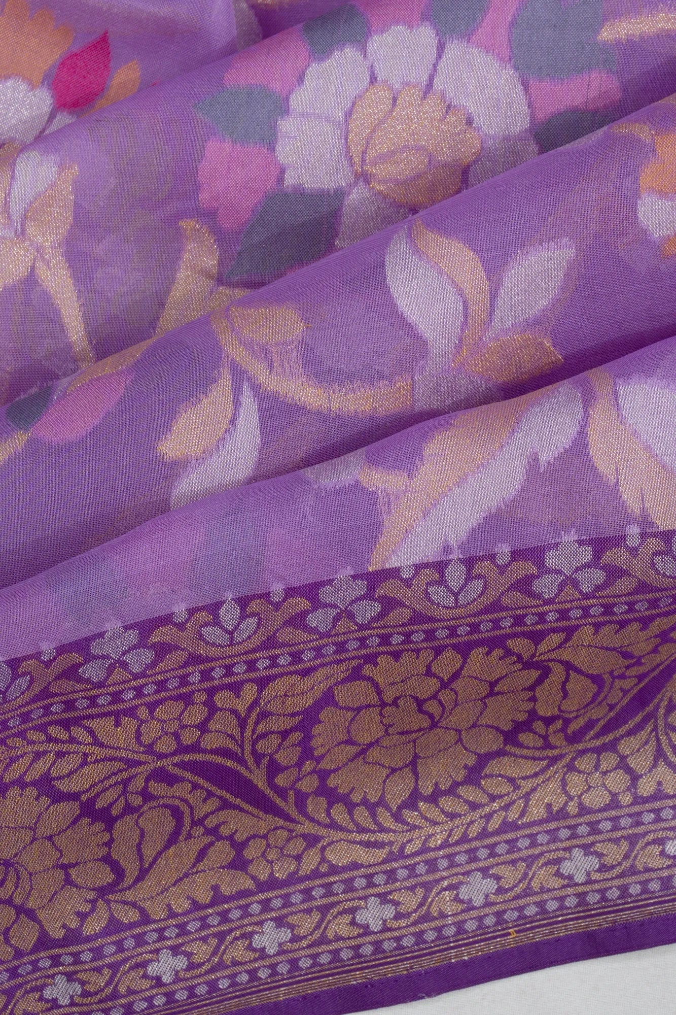 Banarasi Kora Organza All Over Jaal Lavender Saree