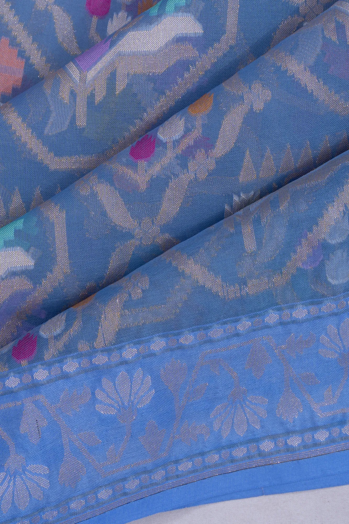 Banarasi Kora Organza Jaal Powder Blue Saree