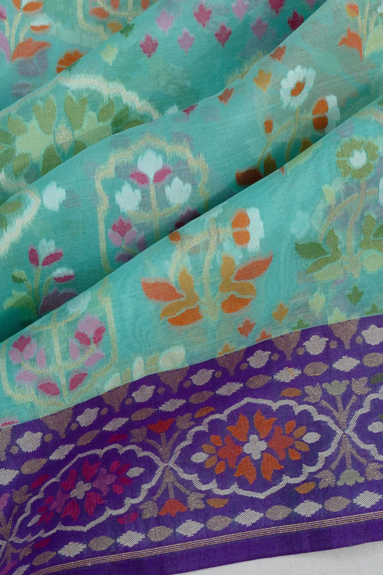Banarasi Kora Organza Brocade Sea Green Saree
