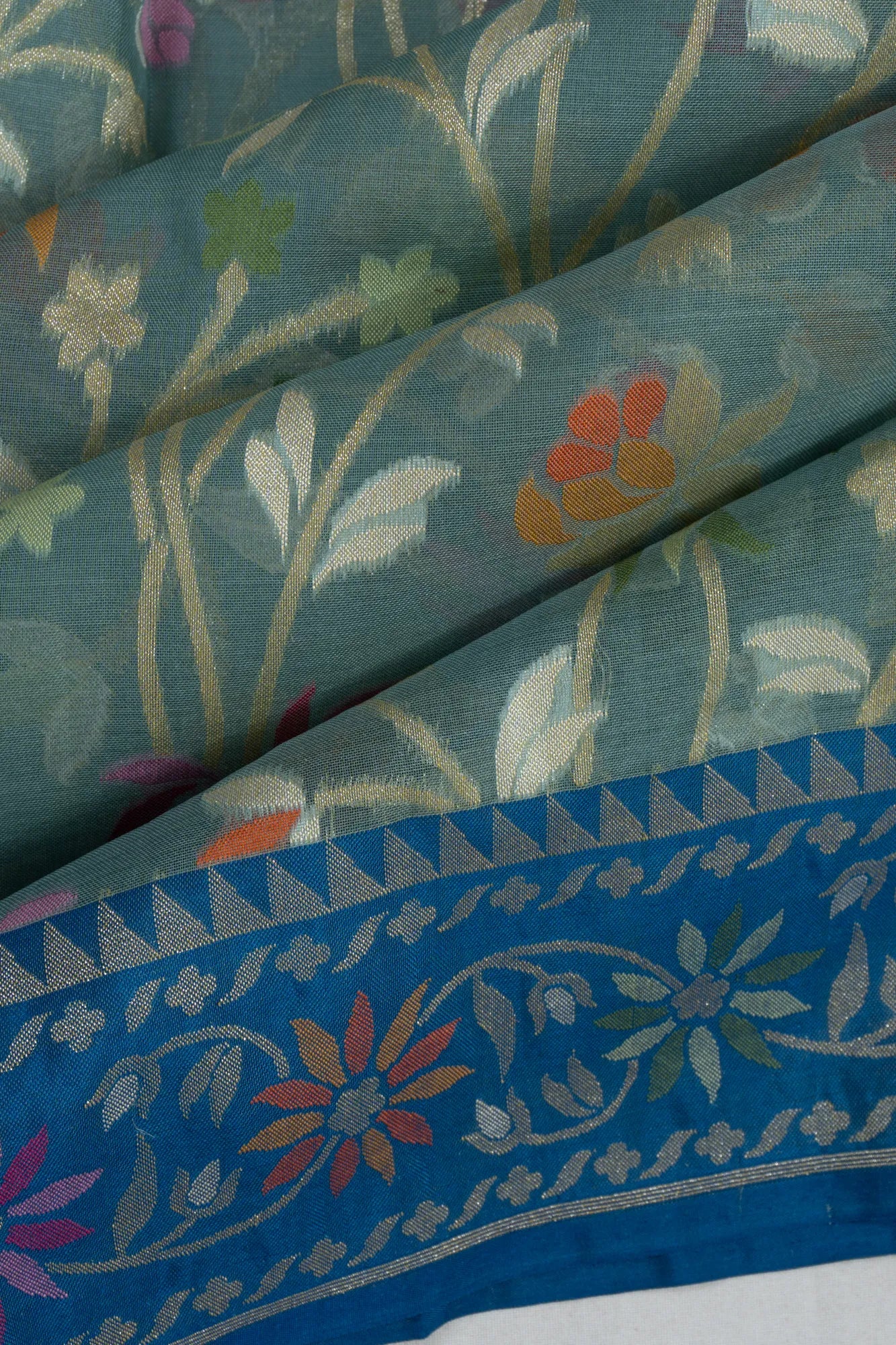 Banarasi Kora Organza All Over Jaal Aqua Blue Saree