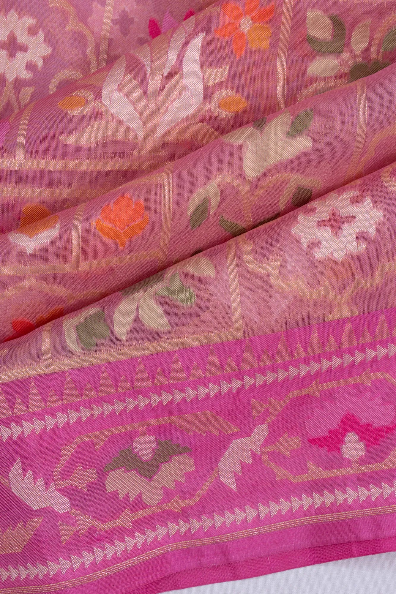 Banarasi Kora Organza Brocade Baby Pink Saree