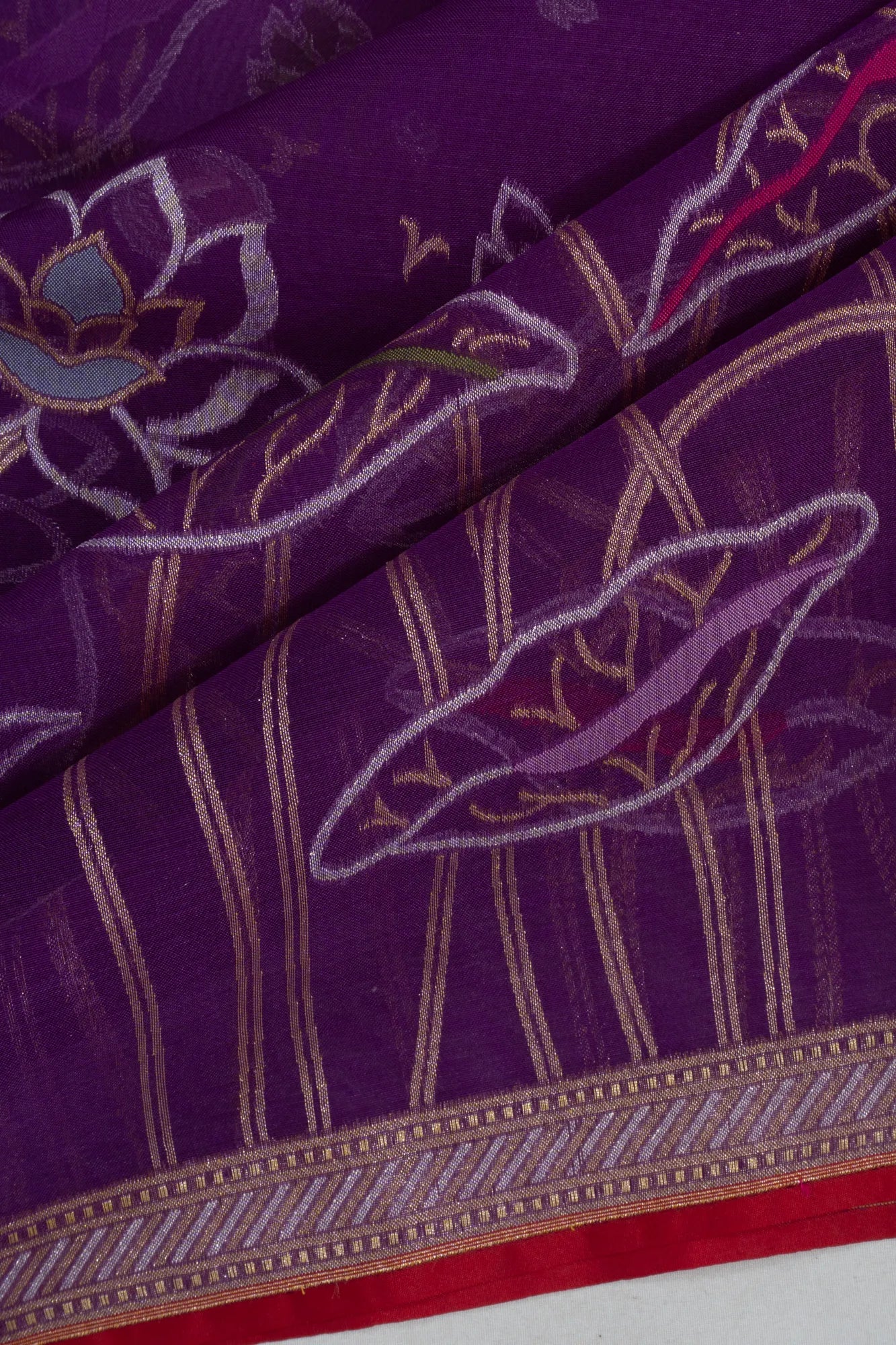 Banarasi Kora Organza Butta And Brocade Purple Saree