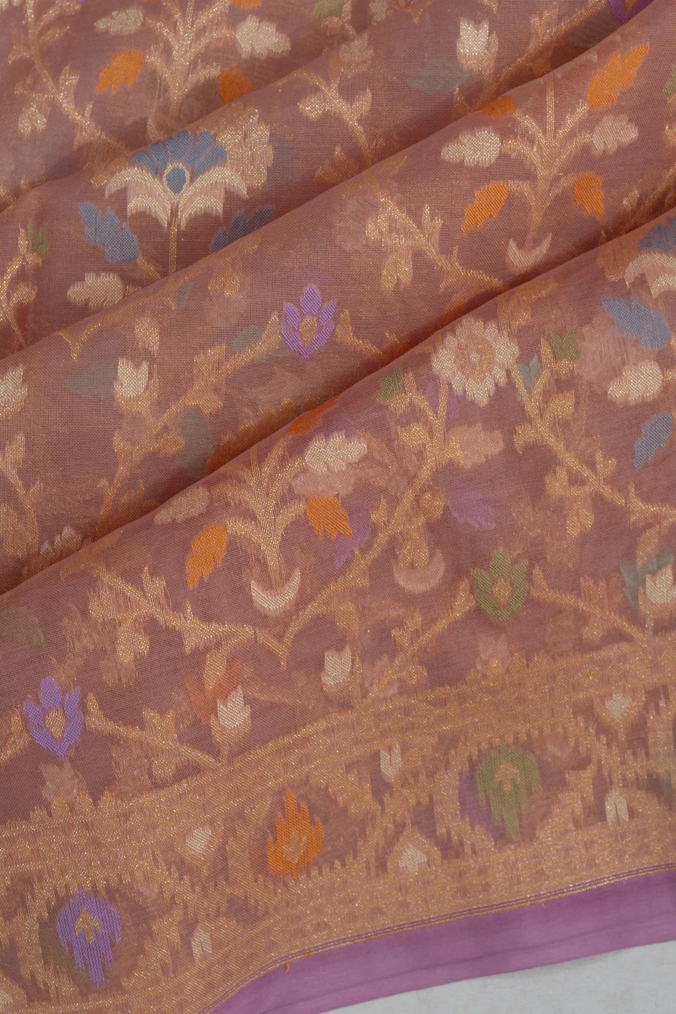 Banarasi Kora Organza Jaal Brown Saree