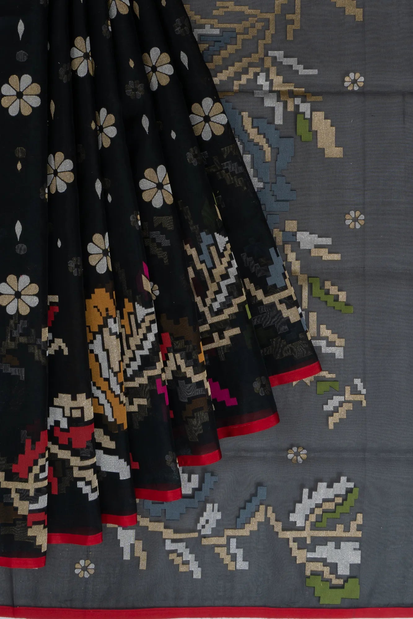 Banarasi Kora Organza Butta Black Saree