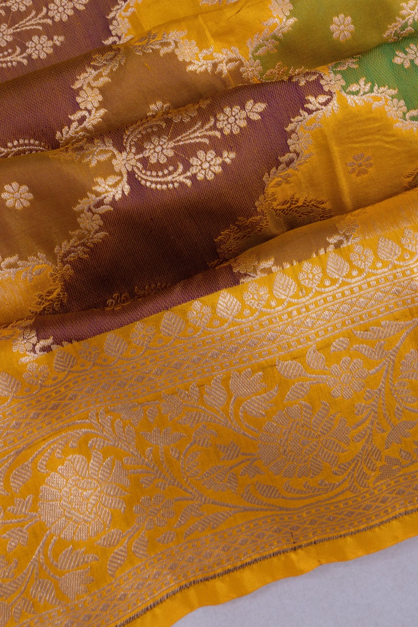 Banarasi Silk Brocade Yellow Saree