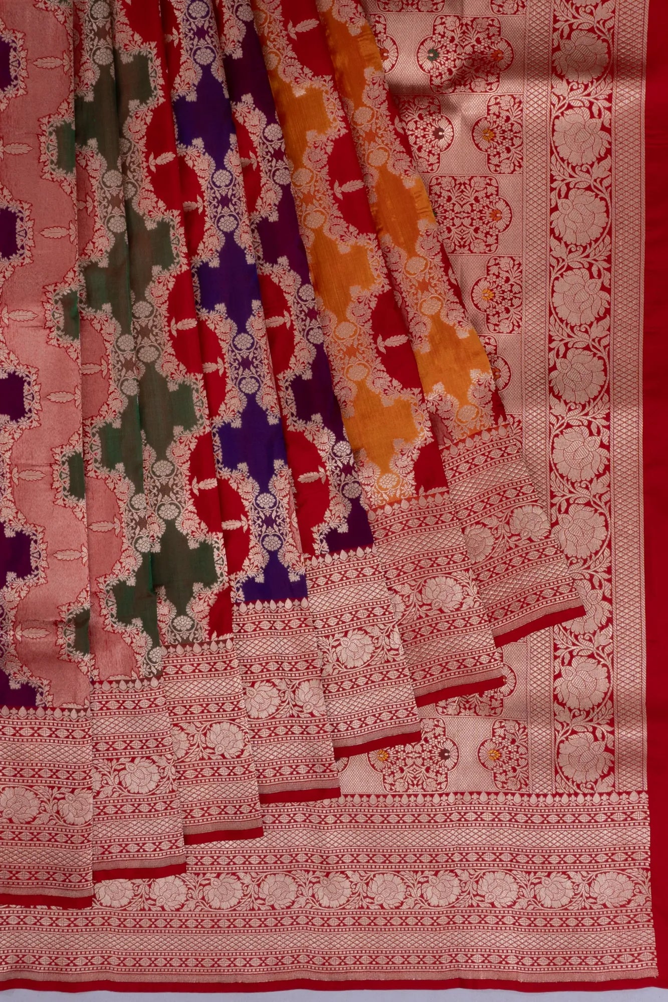 Banarasi Silk Jaal Red Saree