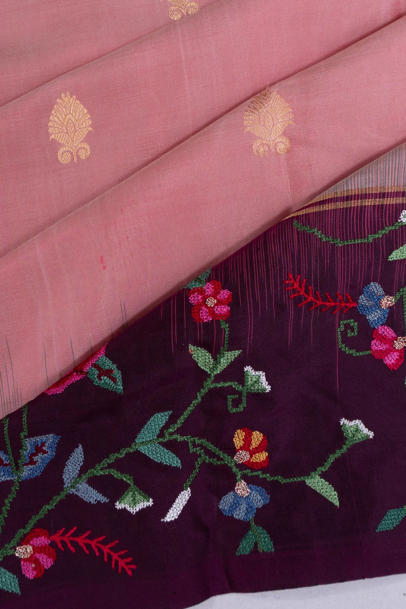 Taranga Kanchi Silk Butta Pink Saree With Embroidery Border