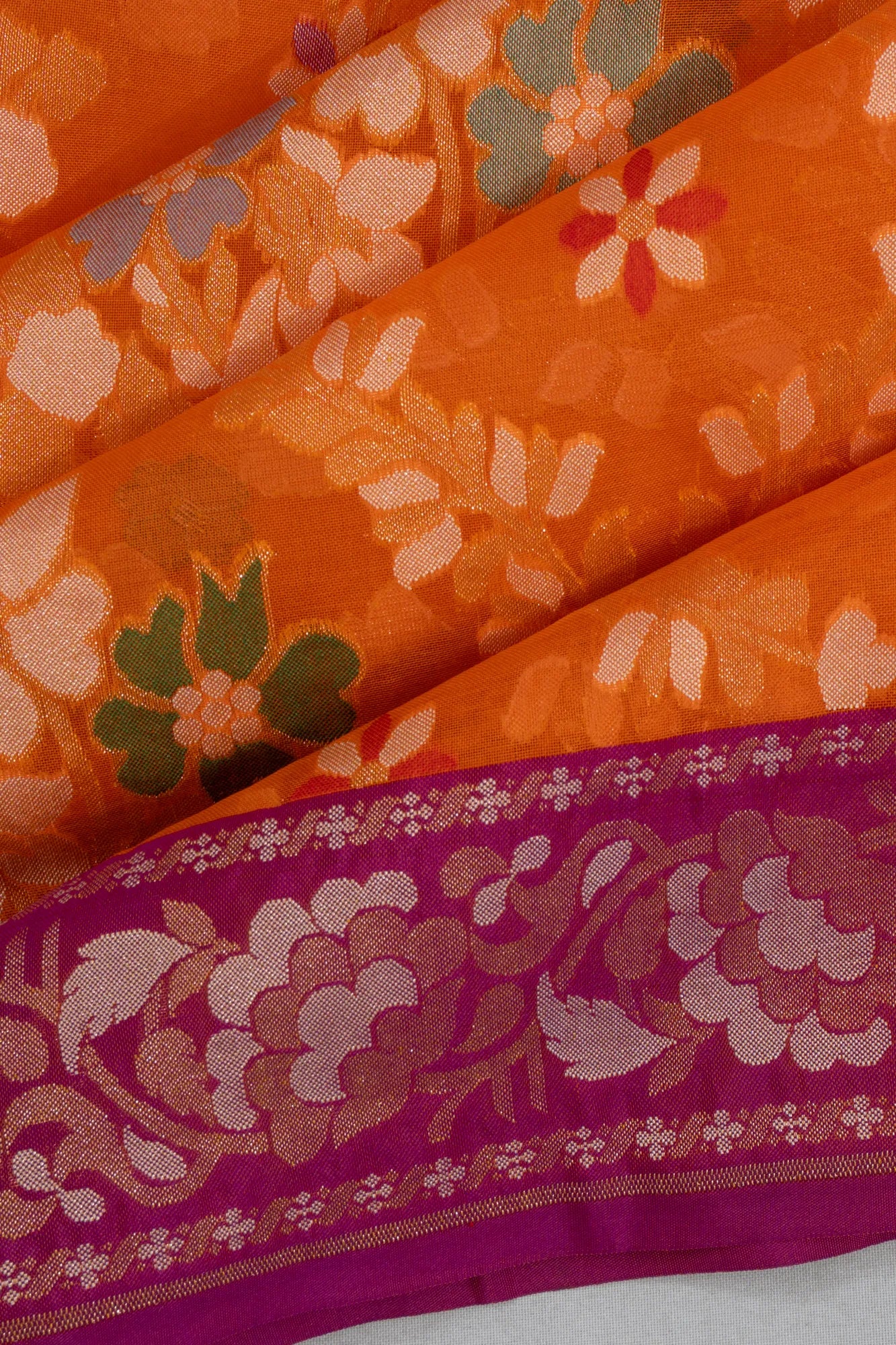 Banarasi Kora Organza Jaal and Butta Orange Saree