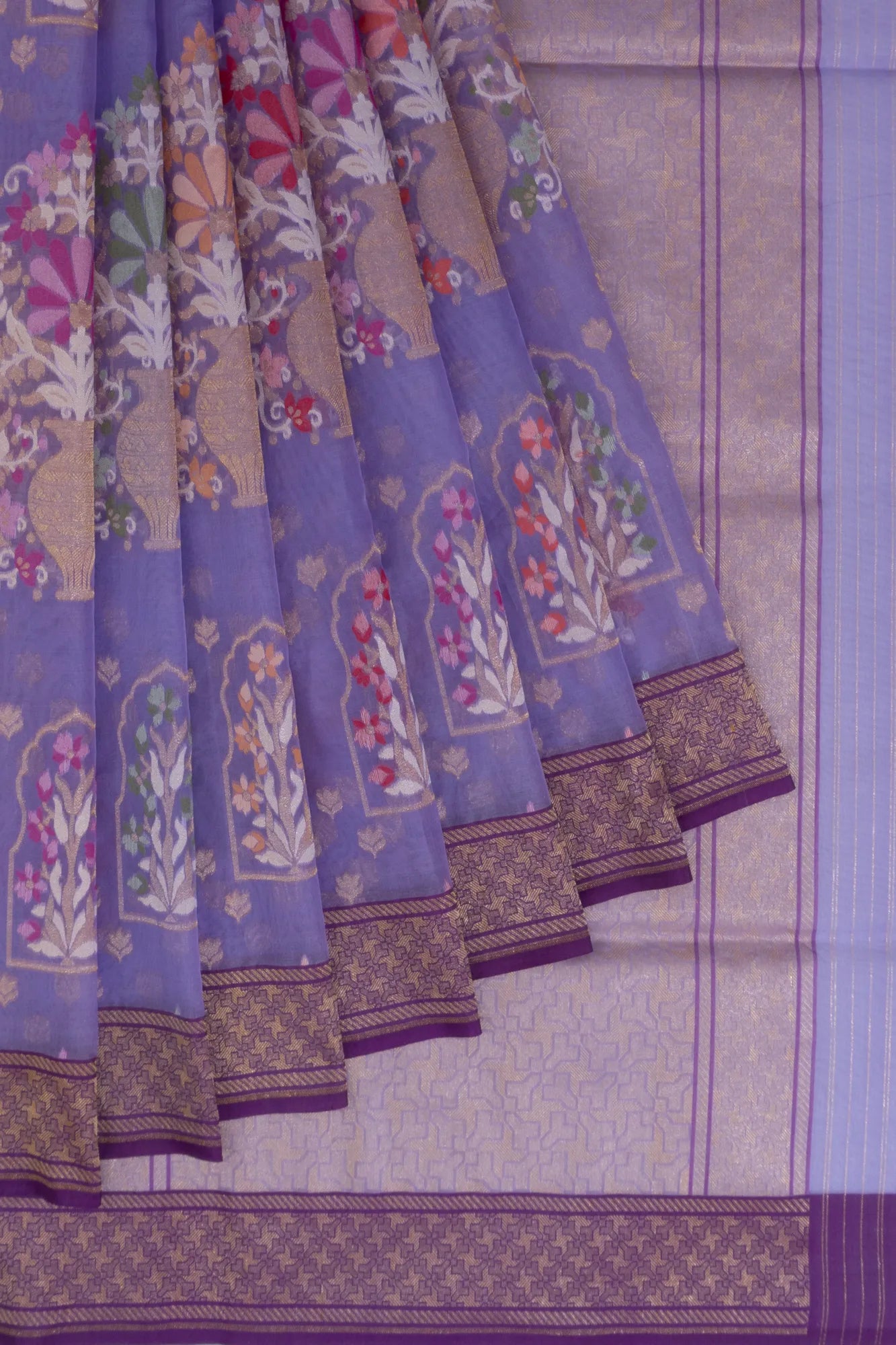 Banarasi Kora Organza Butta Lavender Saree