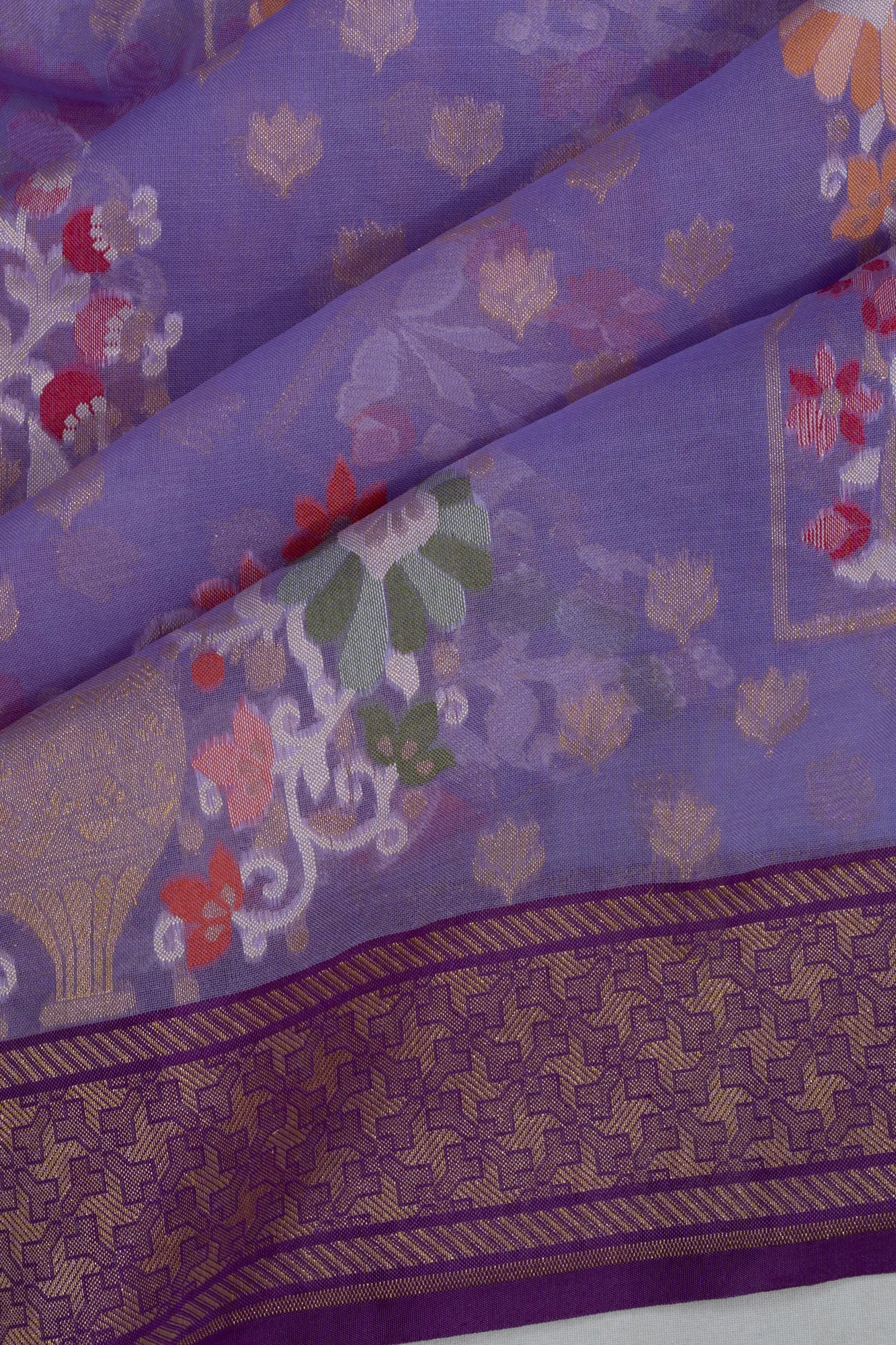 Banarasi Kora Organza Butta Lavender Saree
