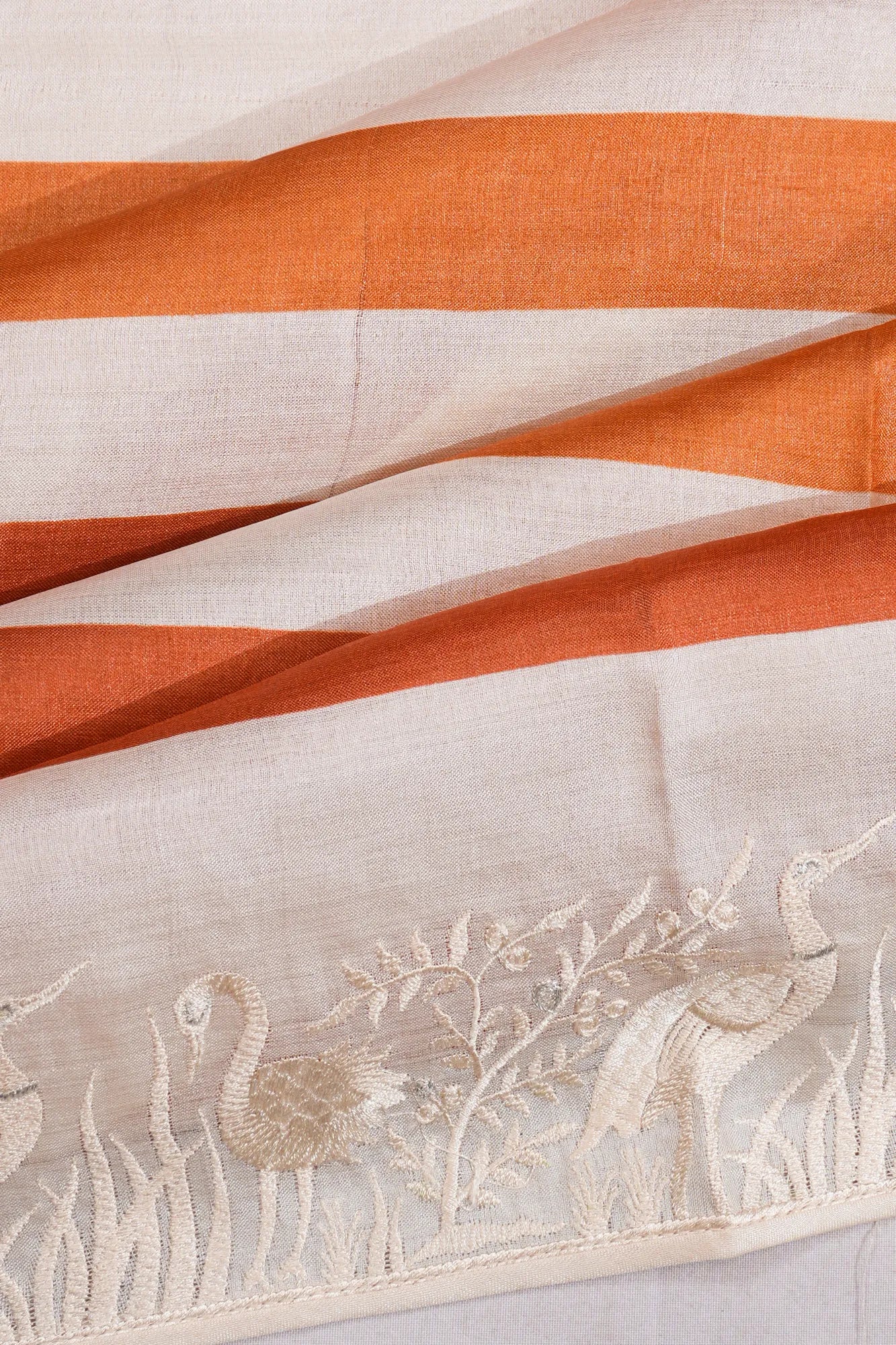 Soft Silk Lines White Saree