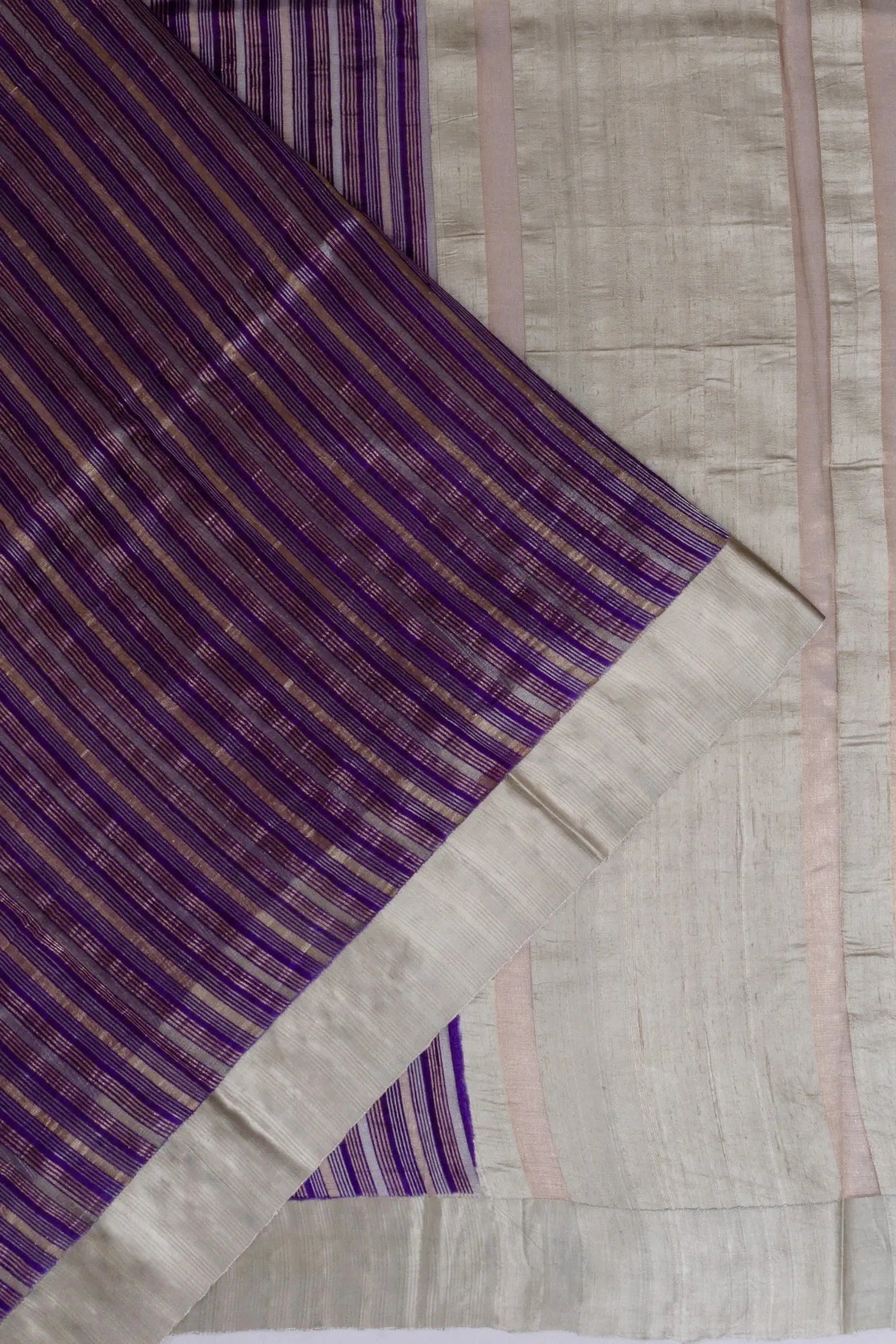 Tussar Vertical Lines Violet Saree