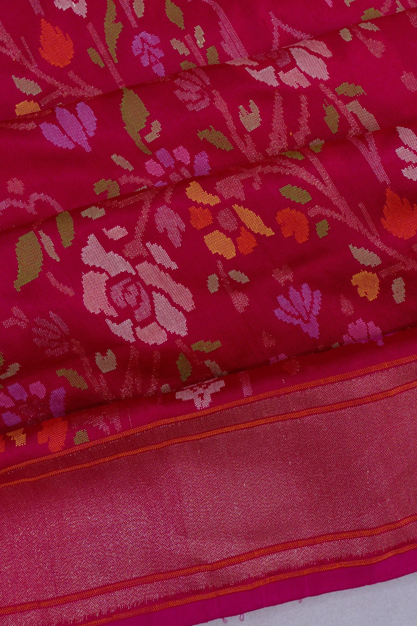 Banarasi Silk Over All Jamdani Jaal Rani Pink Saree