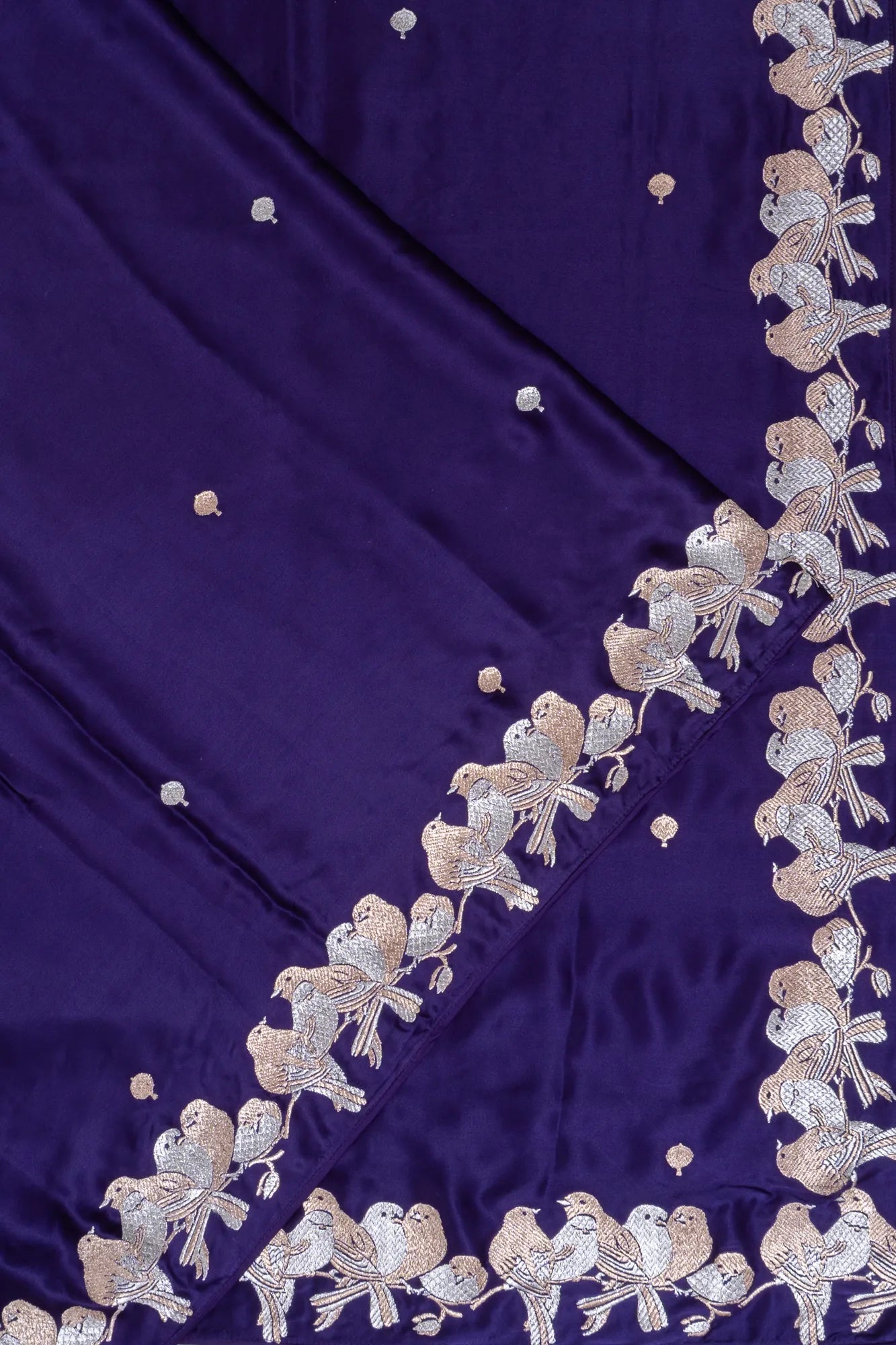 Banarasi Satin Butta Violet Saree With Embroidery Blouse