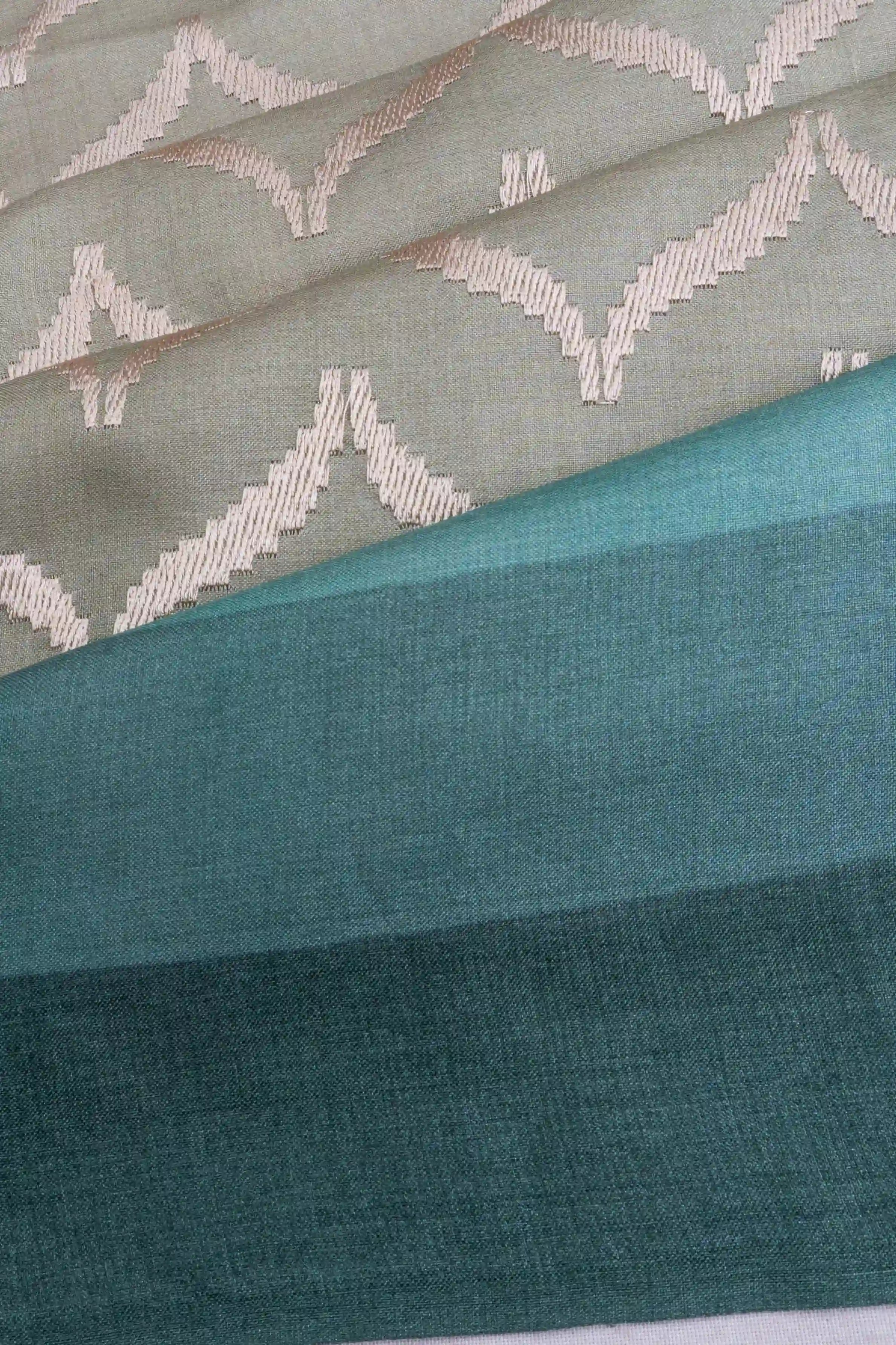 Tussar Embroidered Zig Zag Lines Grey Saree