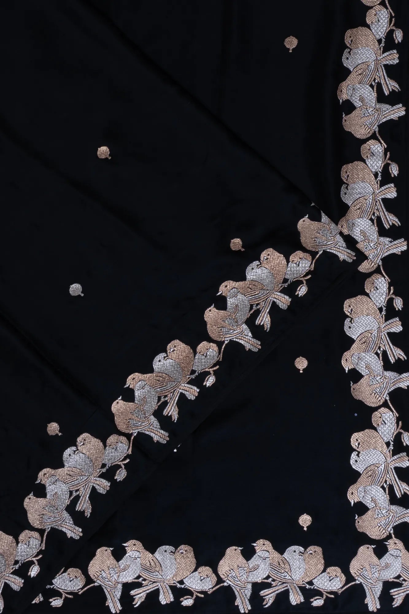 Banarasi Satin Butta Black Saree With Embroidery Blouse