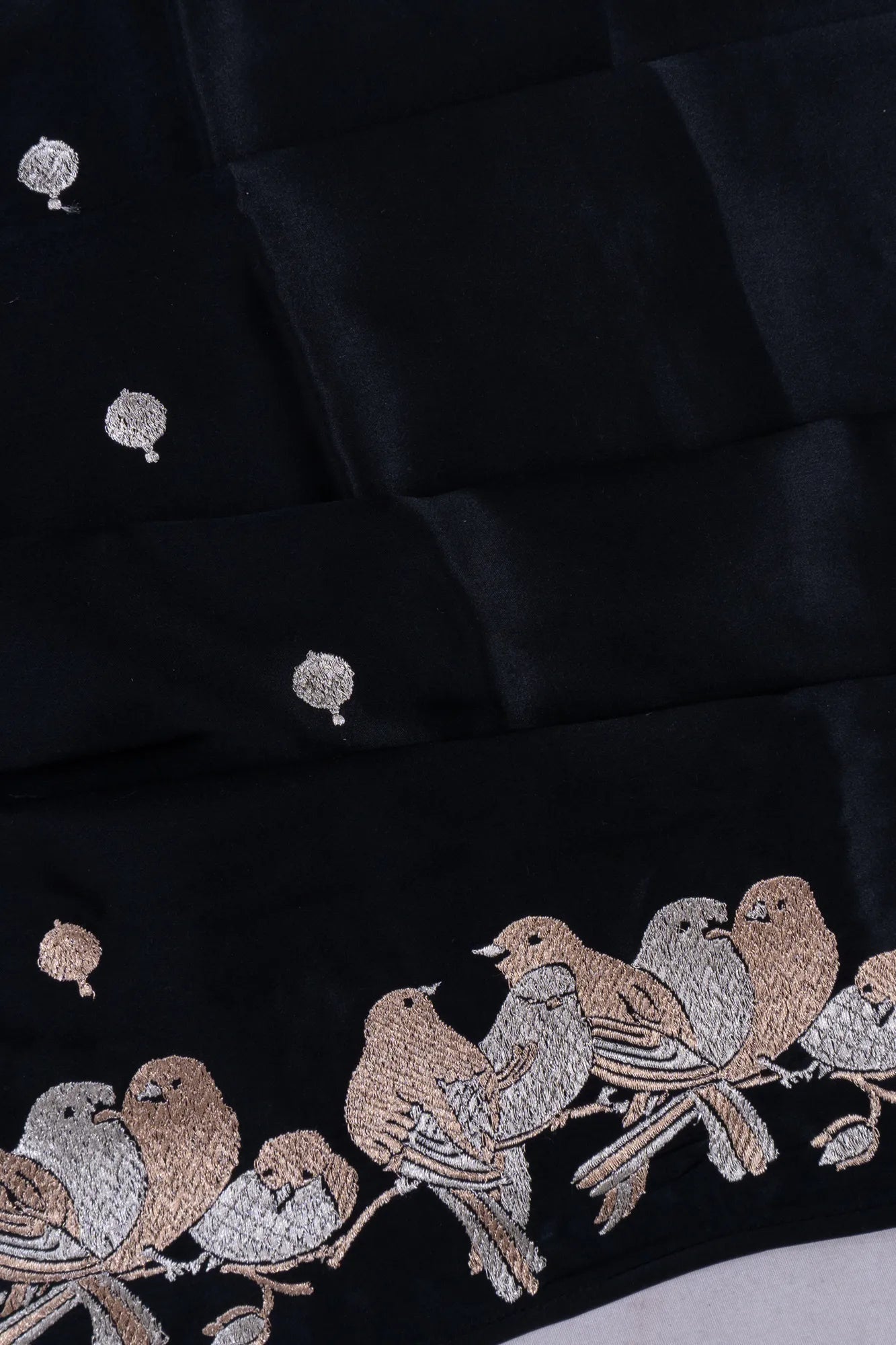 Banarasi Satin Butta Black Saree With Embroidery Blouse