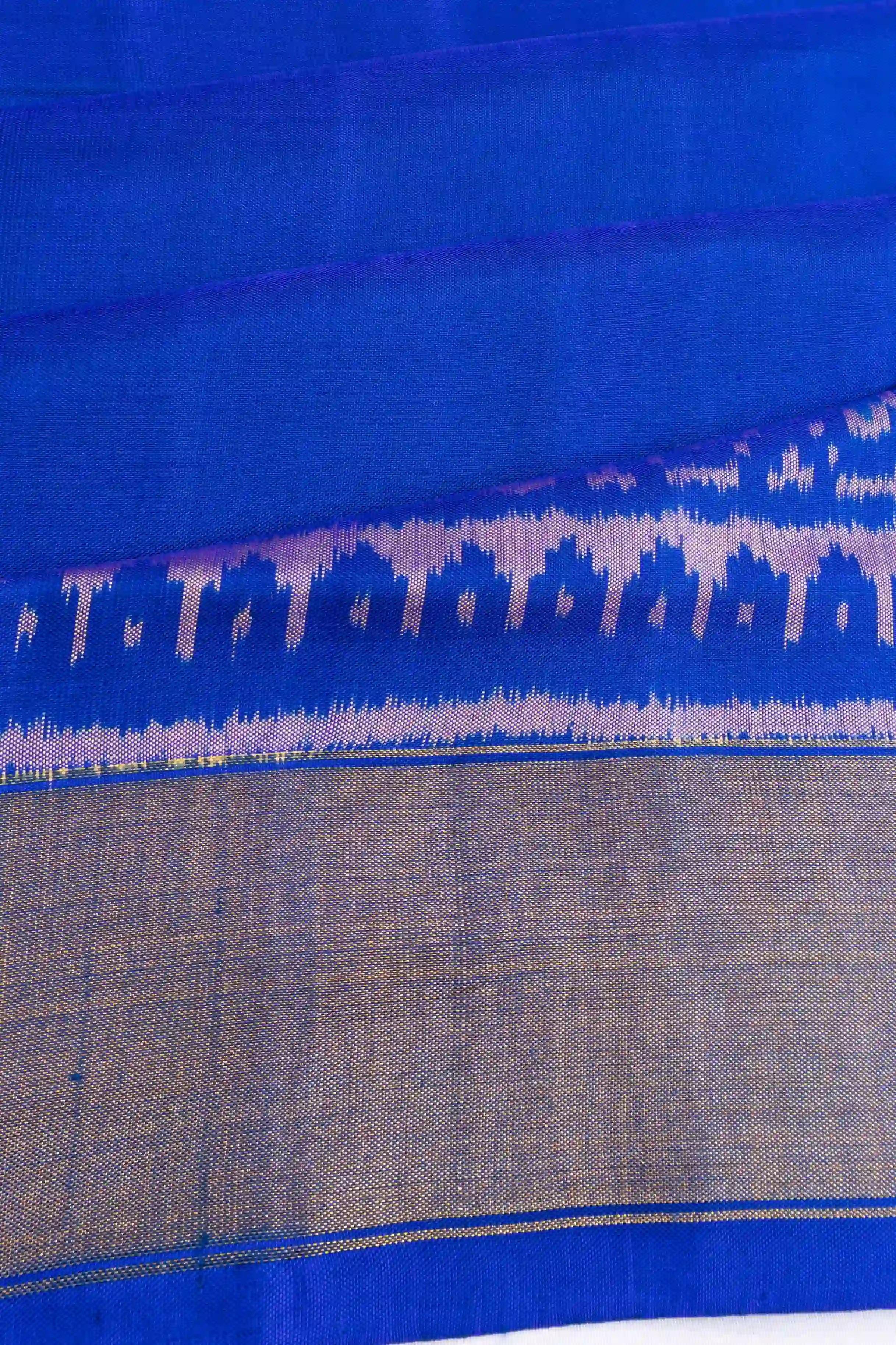 Rajkot Patola Silk Ikat Plain Royal Blue Saree