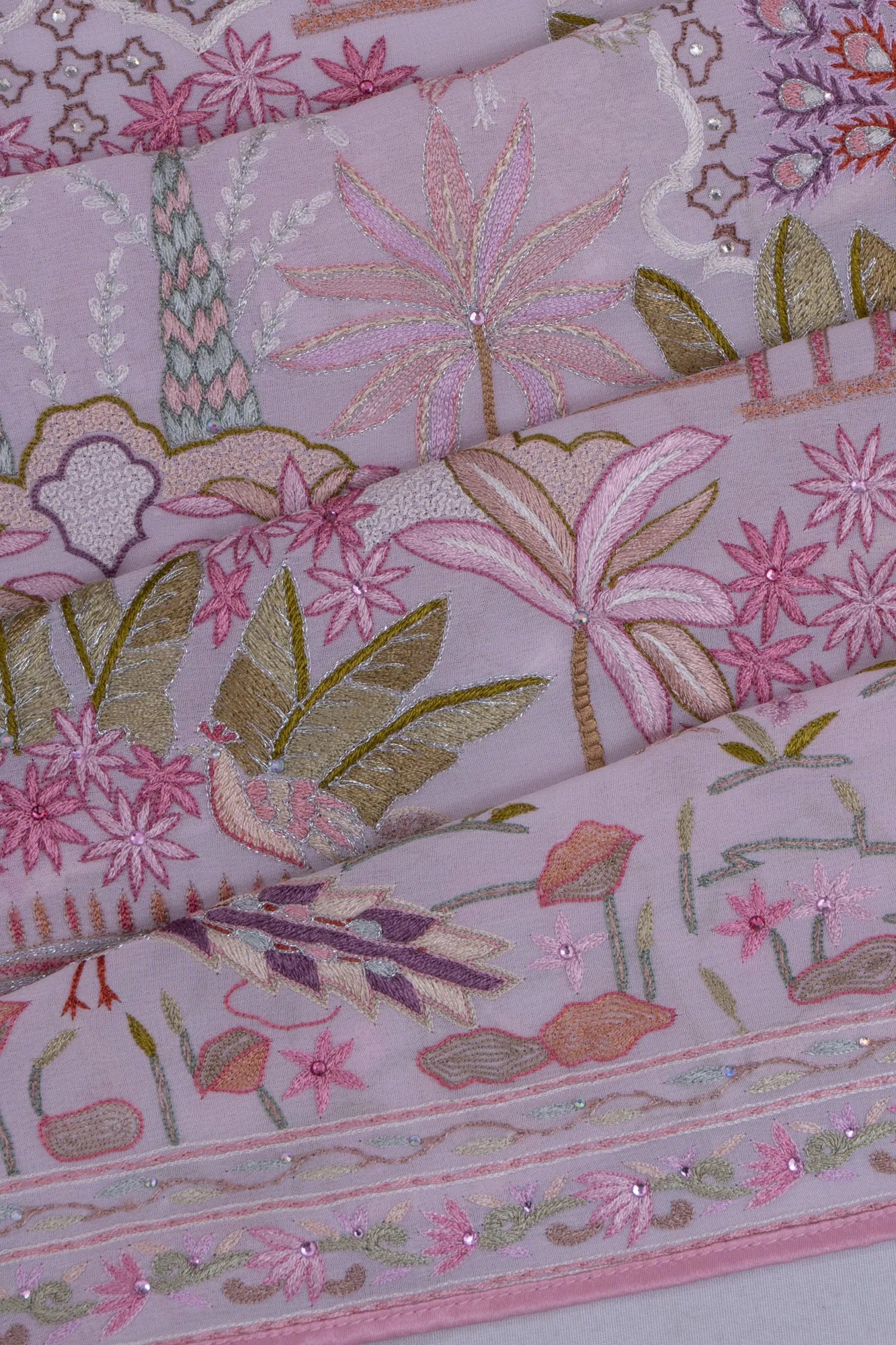 Ek Taar Georgette All Over Embroidery Baby Pink Saree