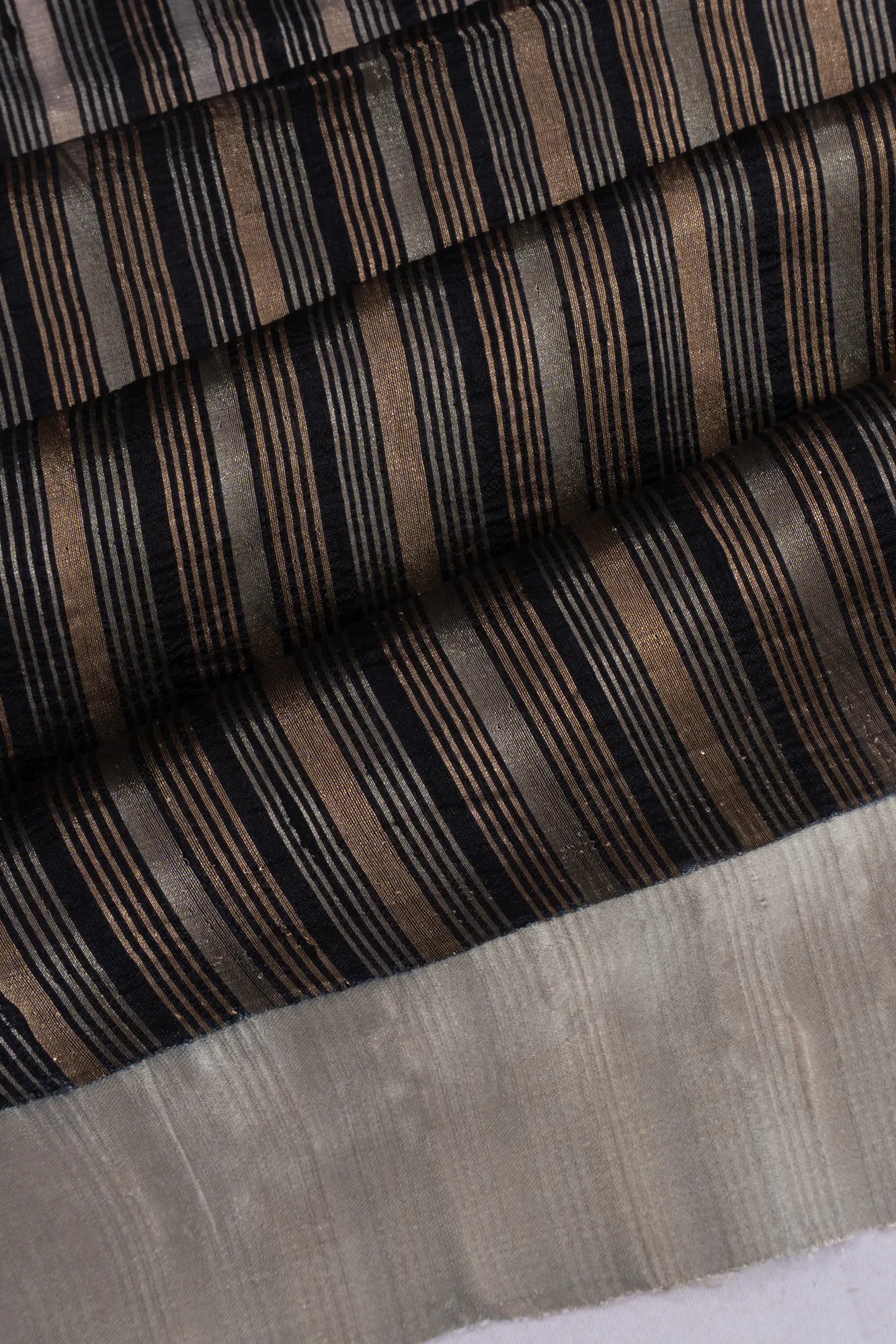 Tussar Vertical Lines Black Saree