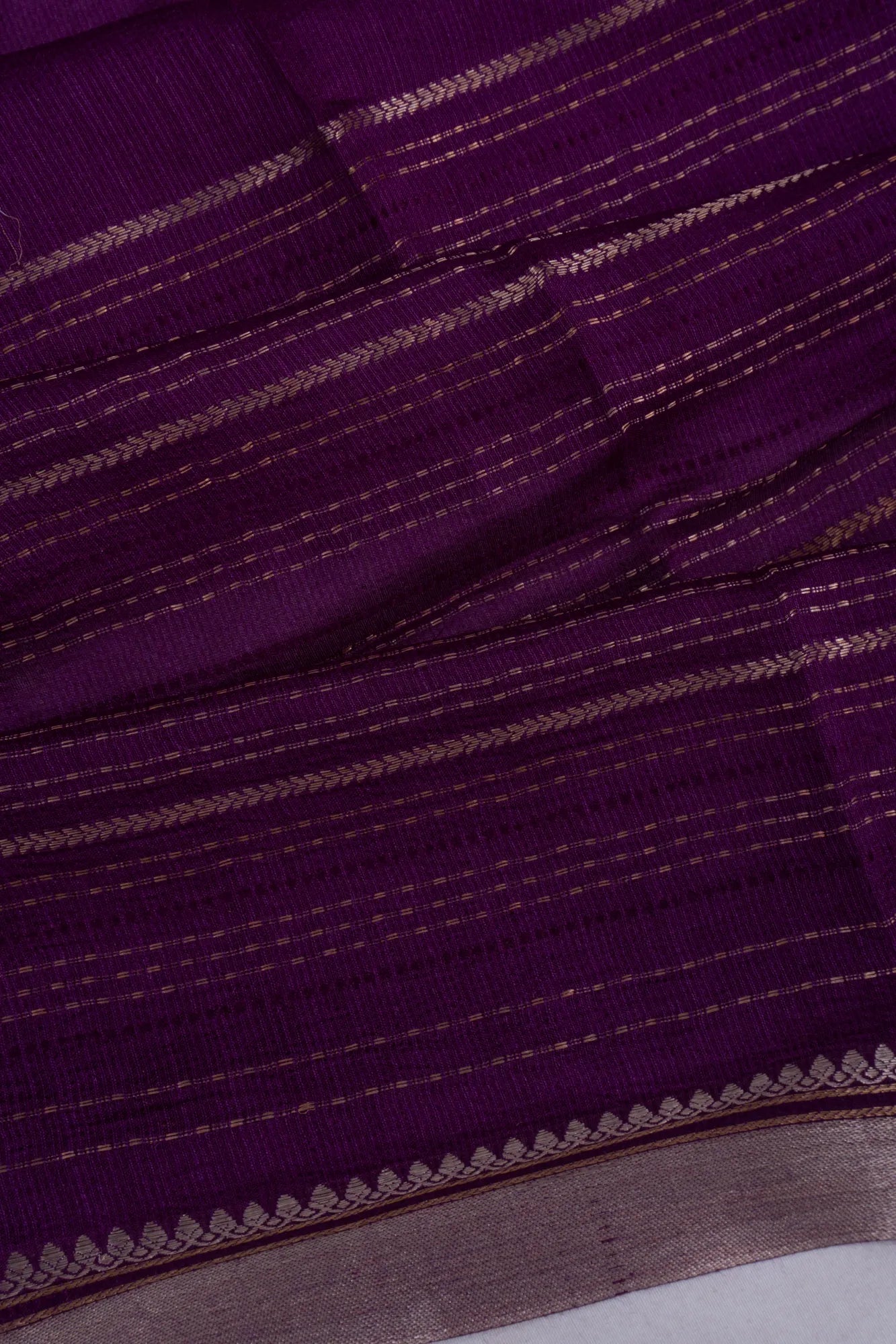 Tussar Half And Half Plain And Lines Purple Saree