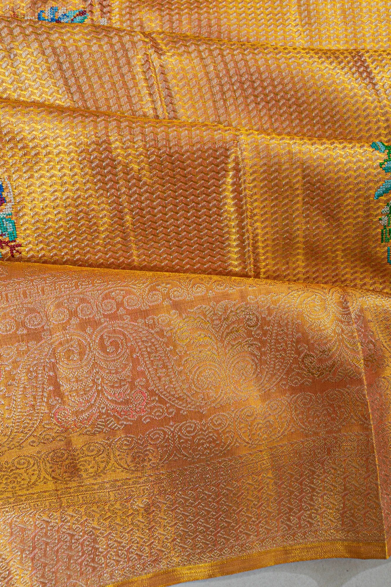 Taranga Kanchi Silk Tissue Brocade Pink Saree With Embroidery Butta