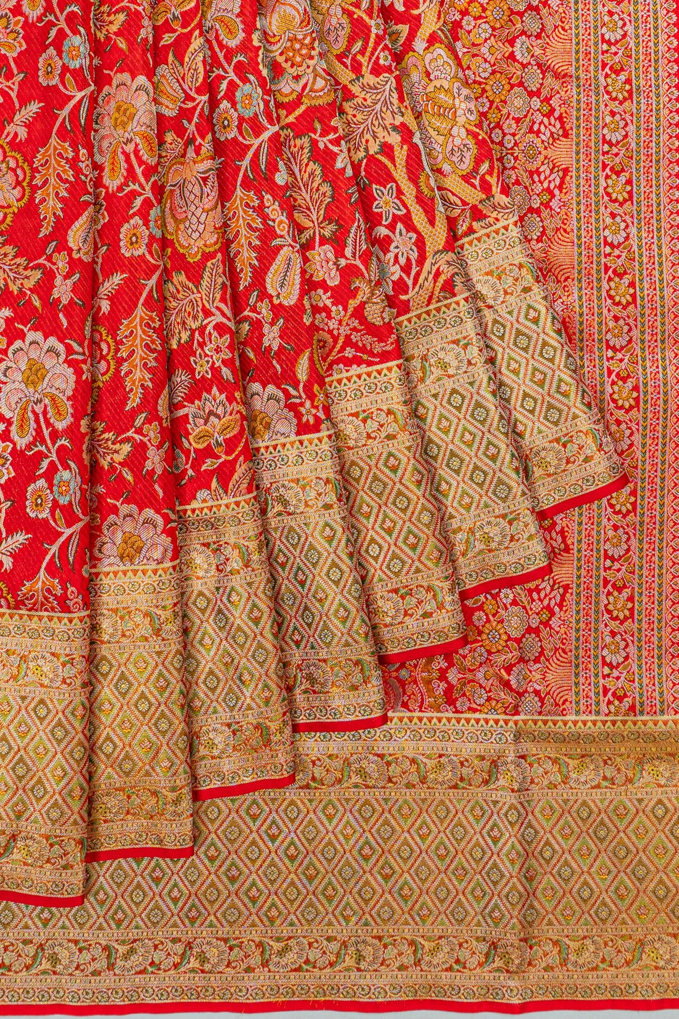Kanchipuram Silk Brocade Red Saree