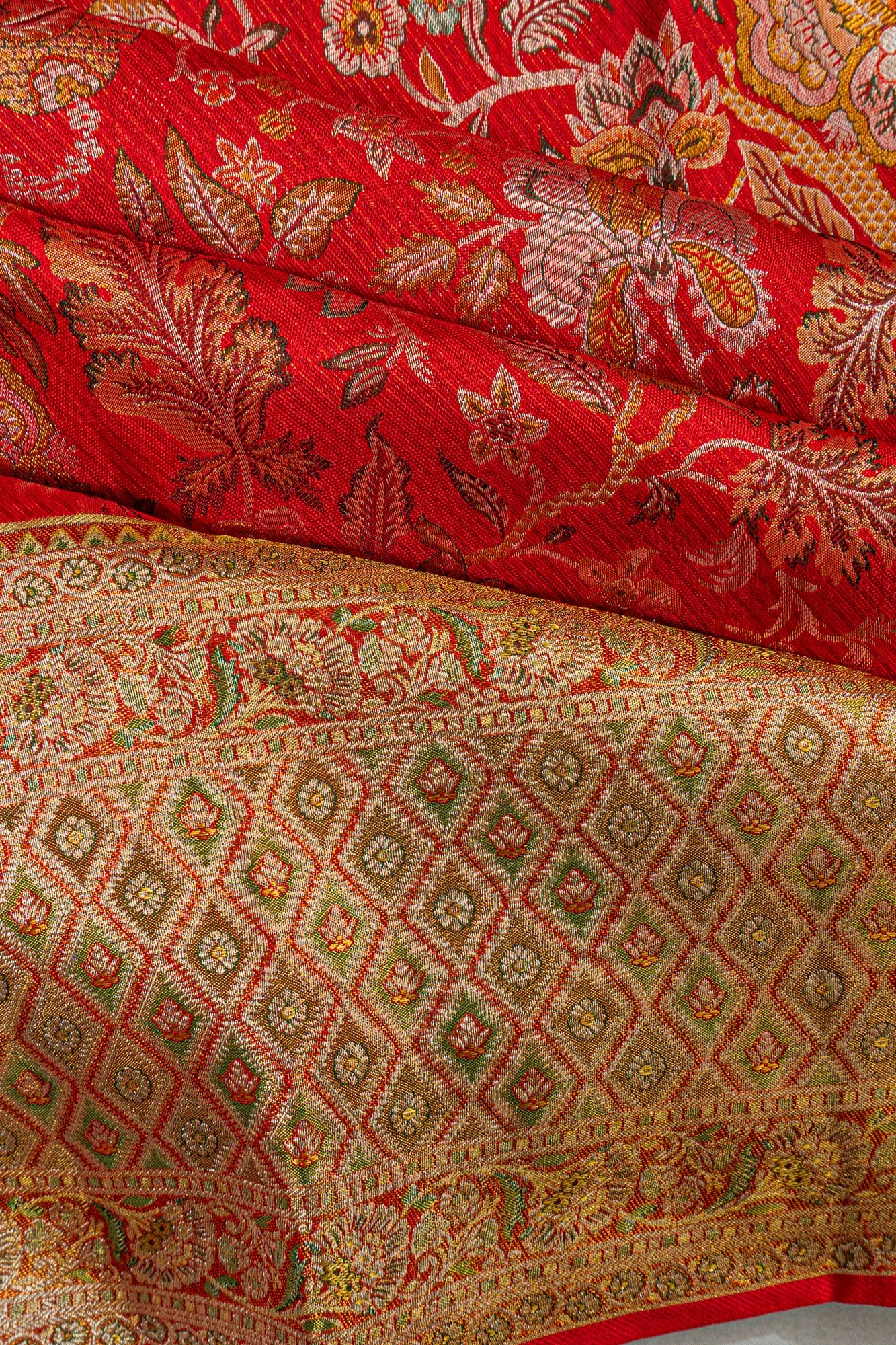 Kanchipuram Silk Brocade Red Saree