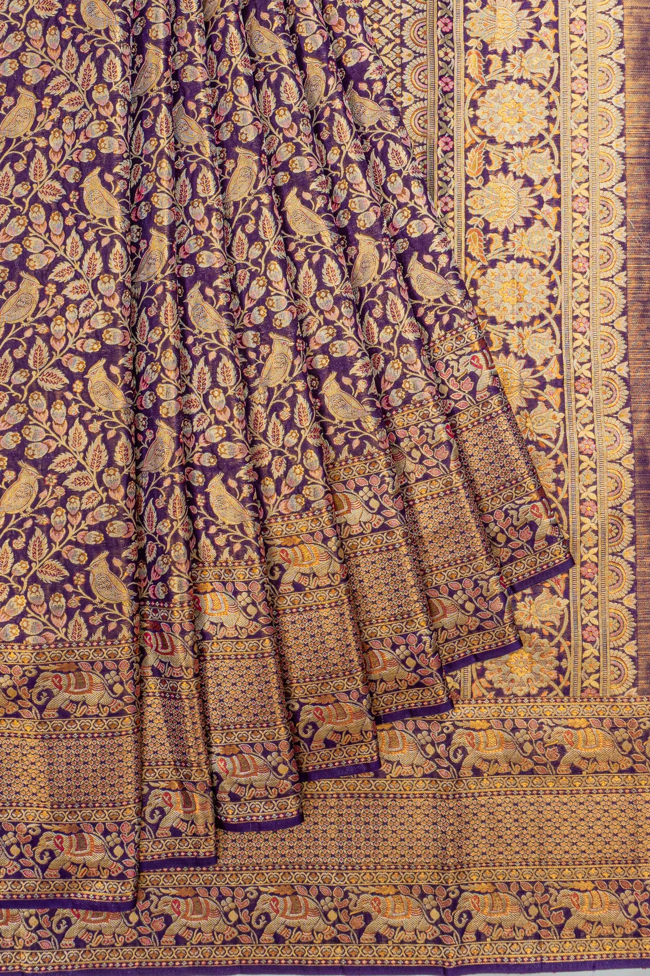 Kanchipuram Silk Brocade Purple Saree