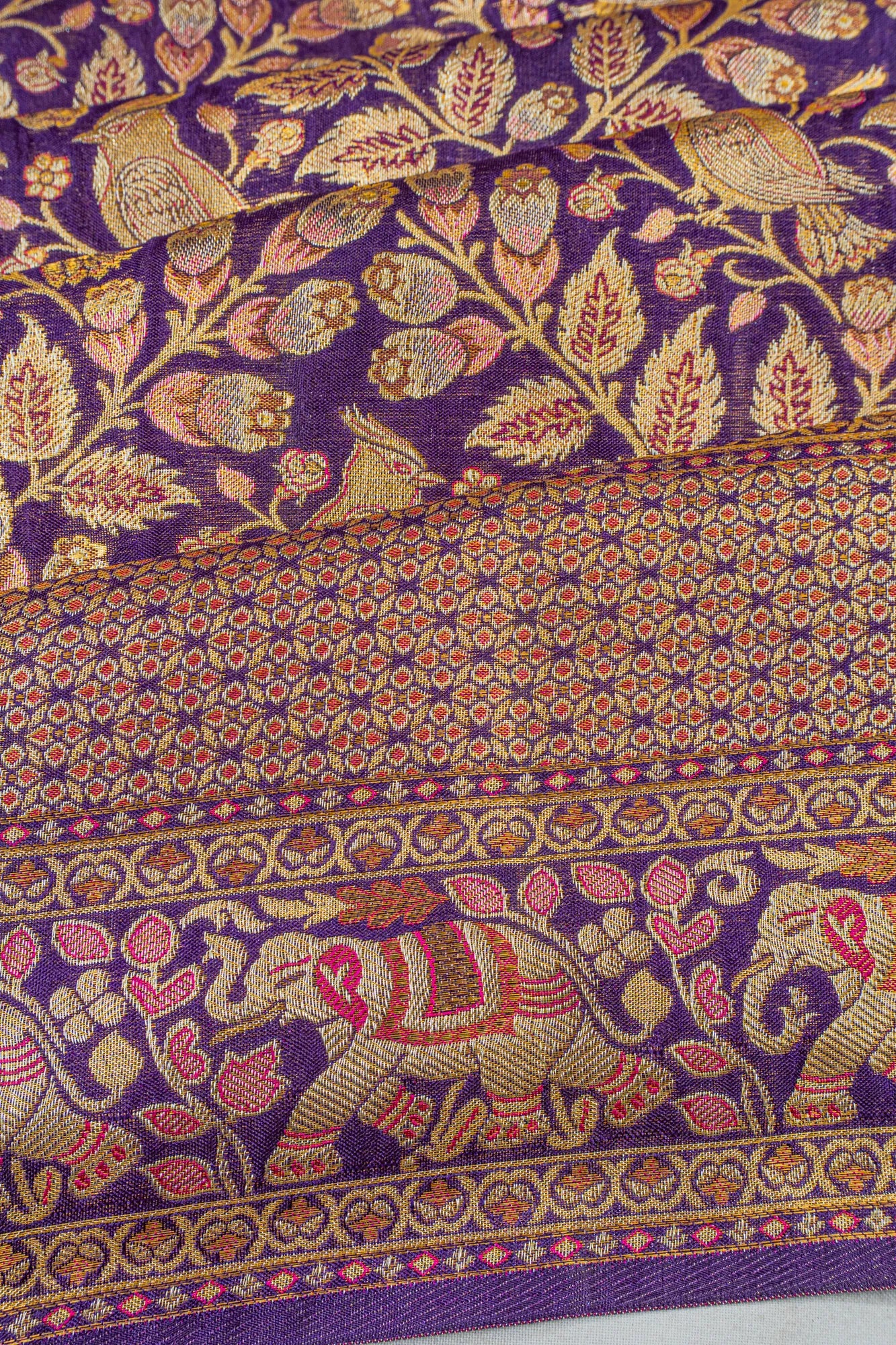 Kanchipuram Silk Brocade Purple Saree