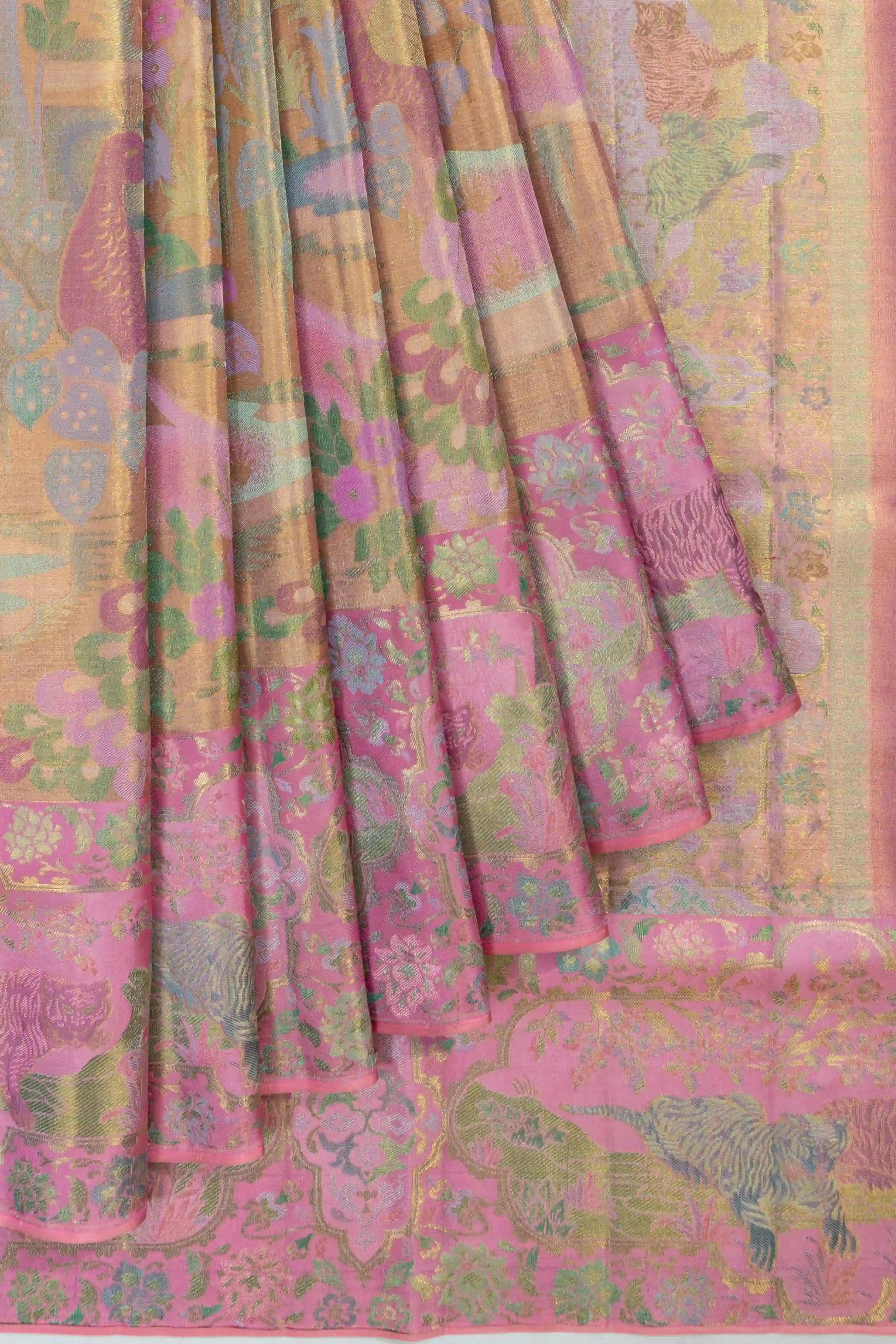 Kanchipuram Silk Tissue Brocade Gold Saree