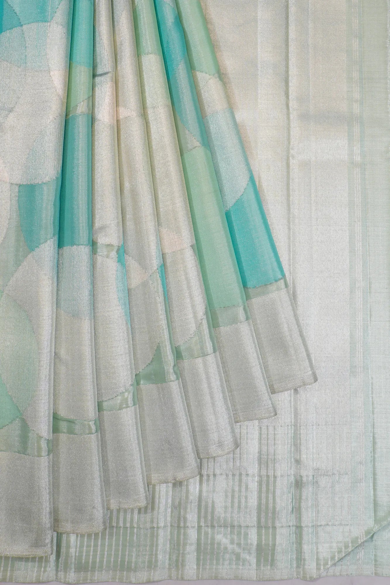 Kanchipuram Silk Tissue Brocade Pastel Green Saree