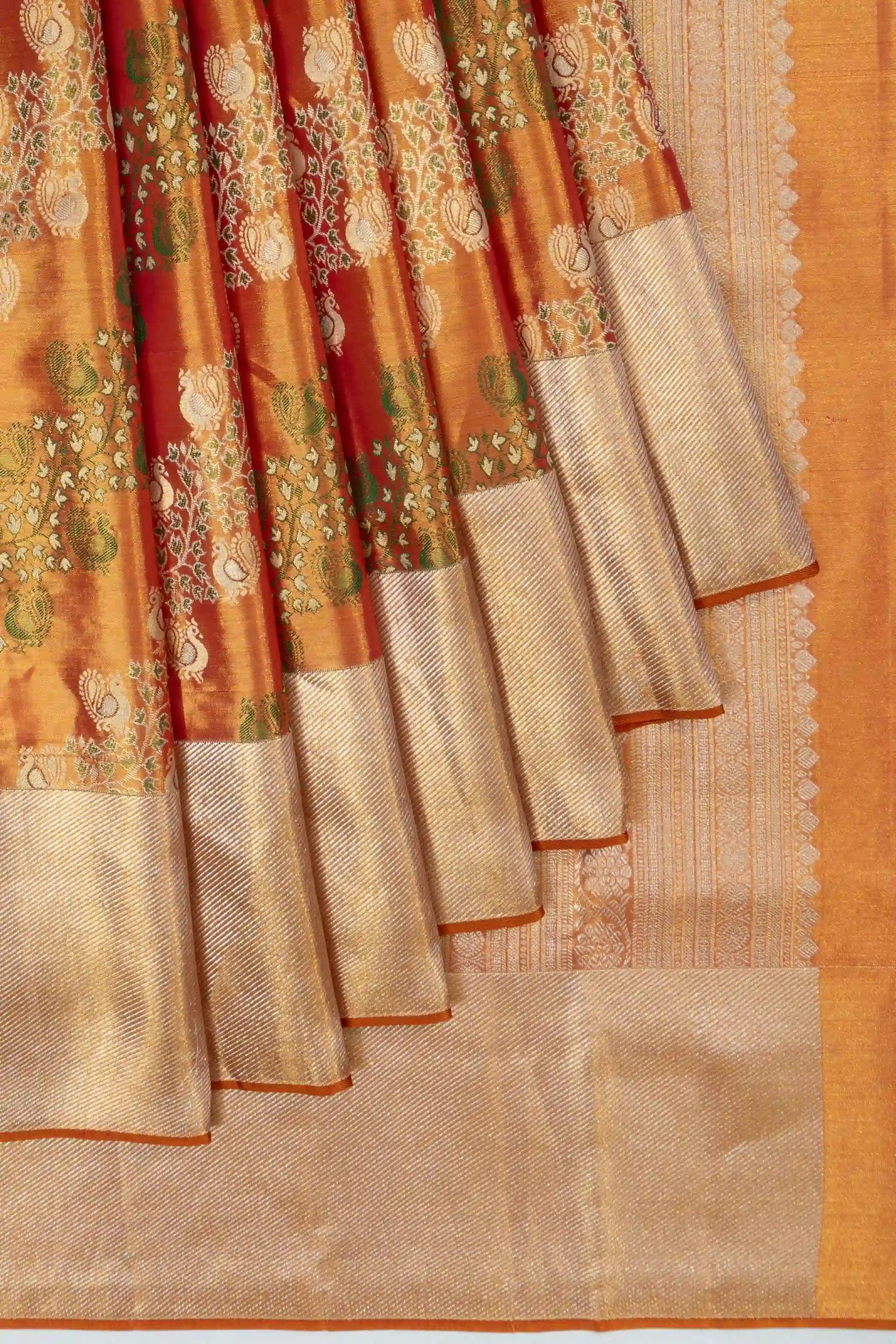 Taranga Kanchi Silk Tissue Brocade Red Saree