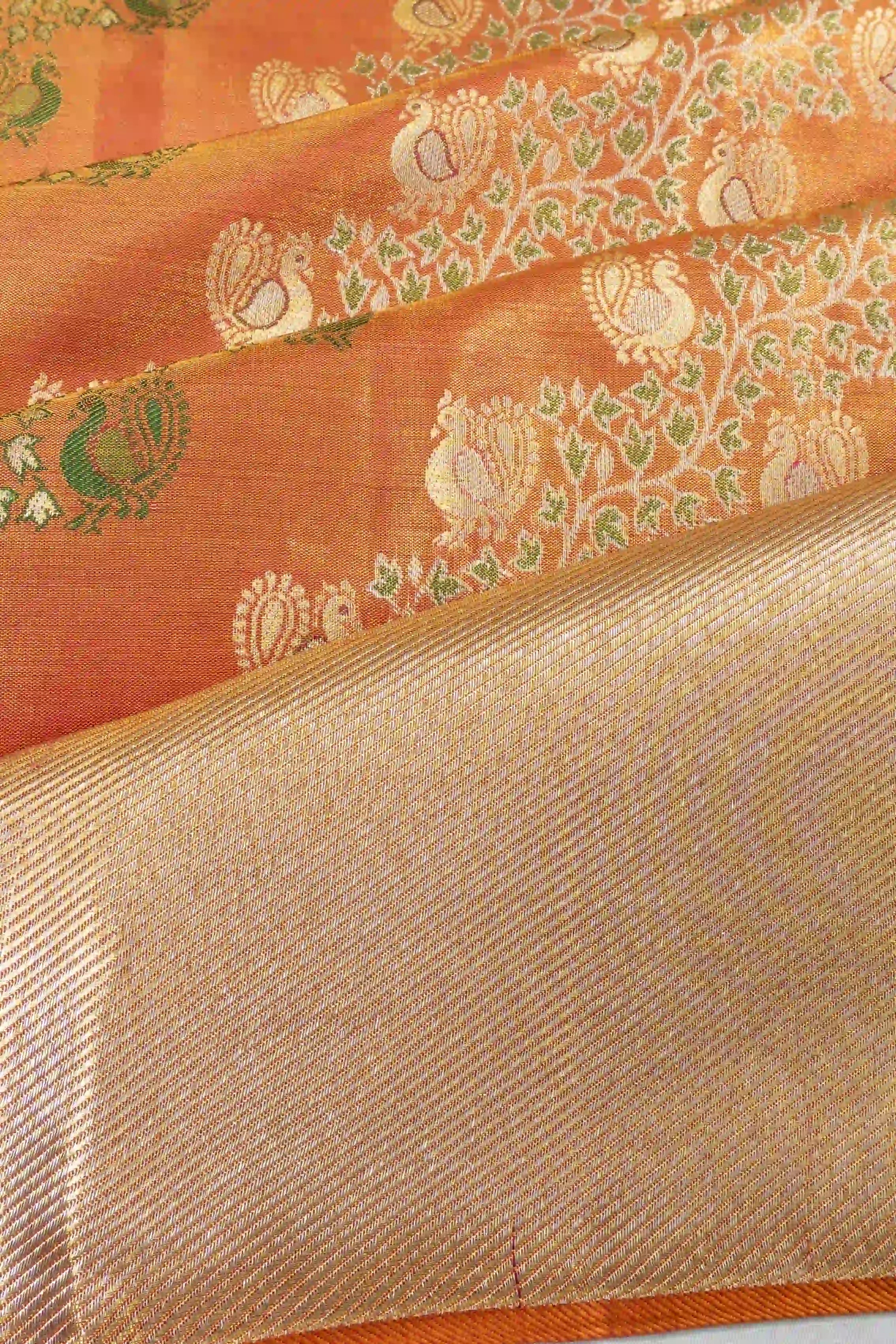 Taranga Kanchi Silk Tissue Brocade Red Saree