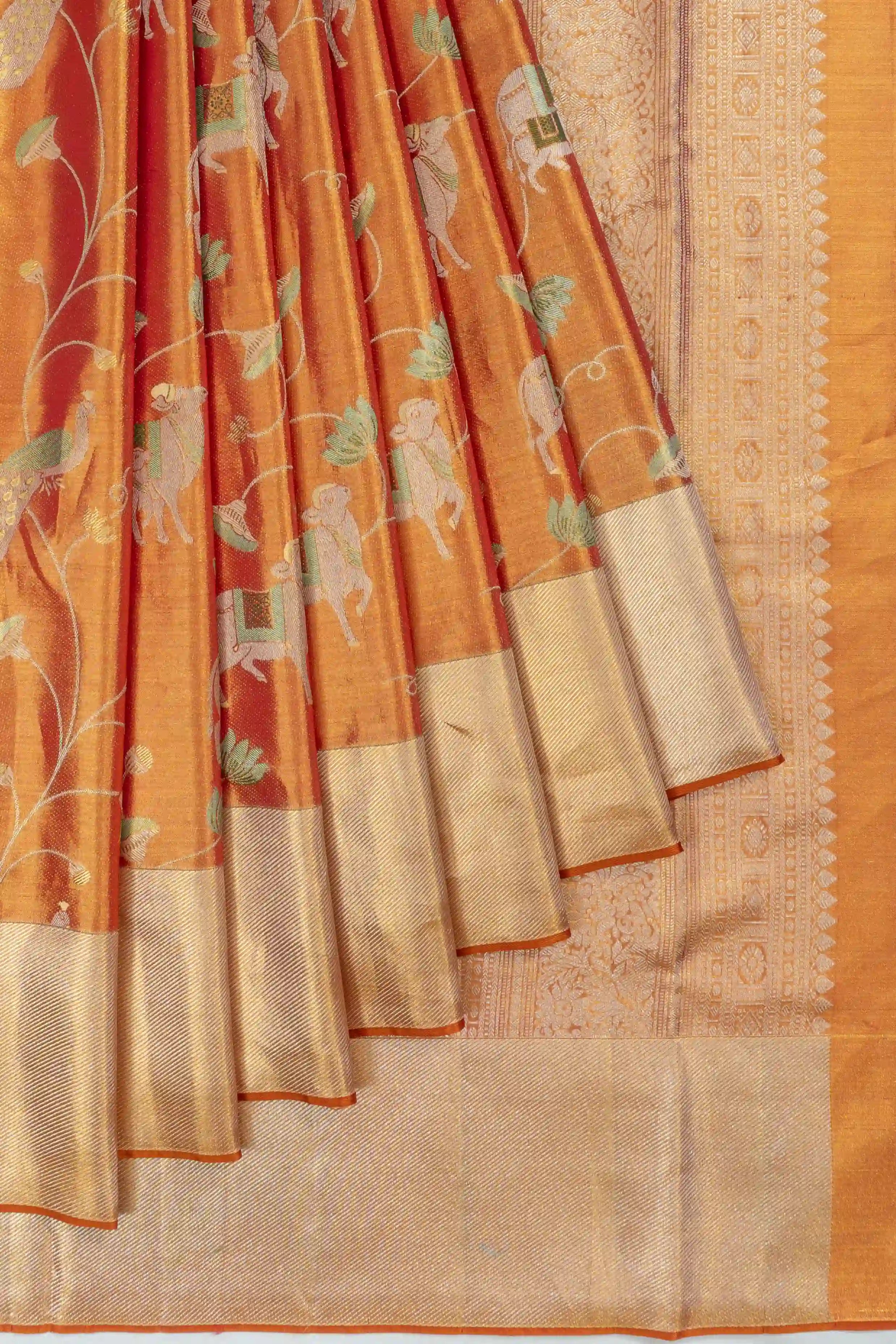 Taranga Kanchi Silk Brocade Red Saree