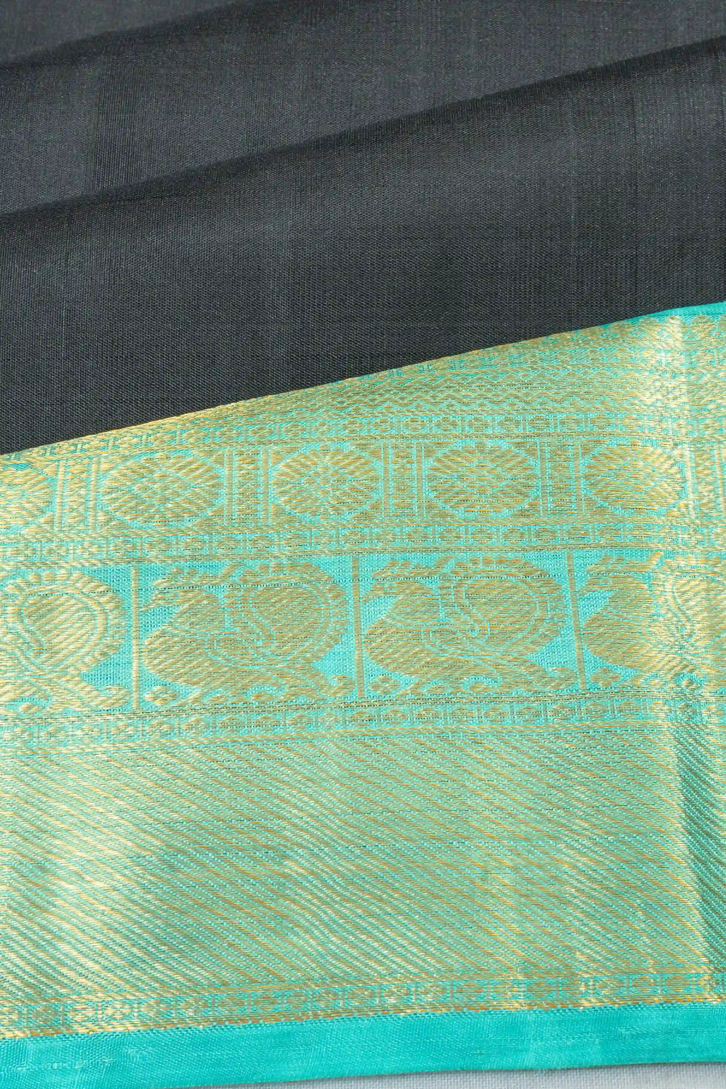 Kanchipuram Silk Plain Black Saree