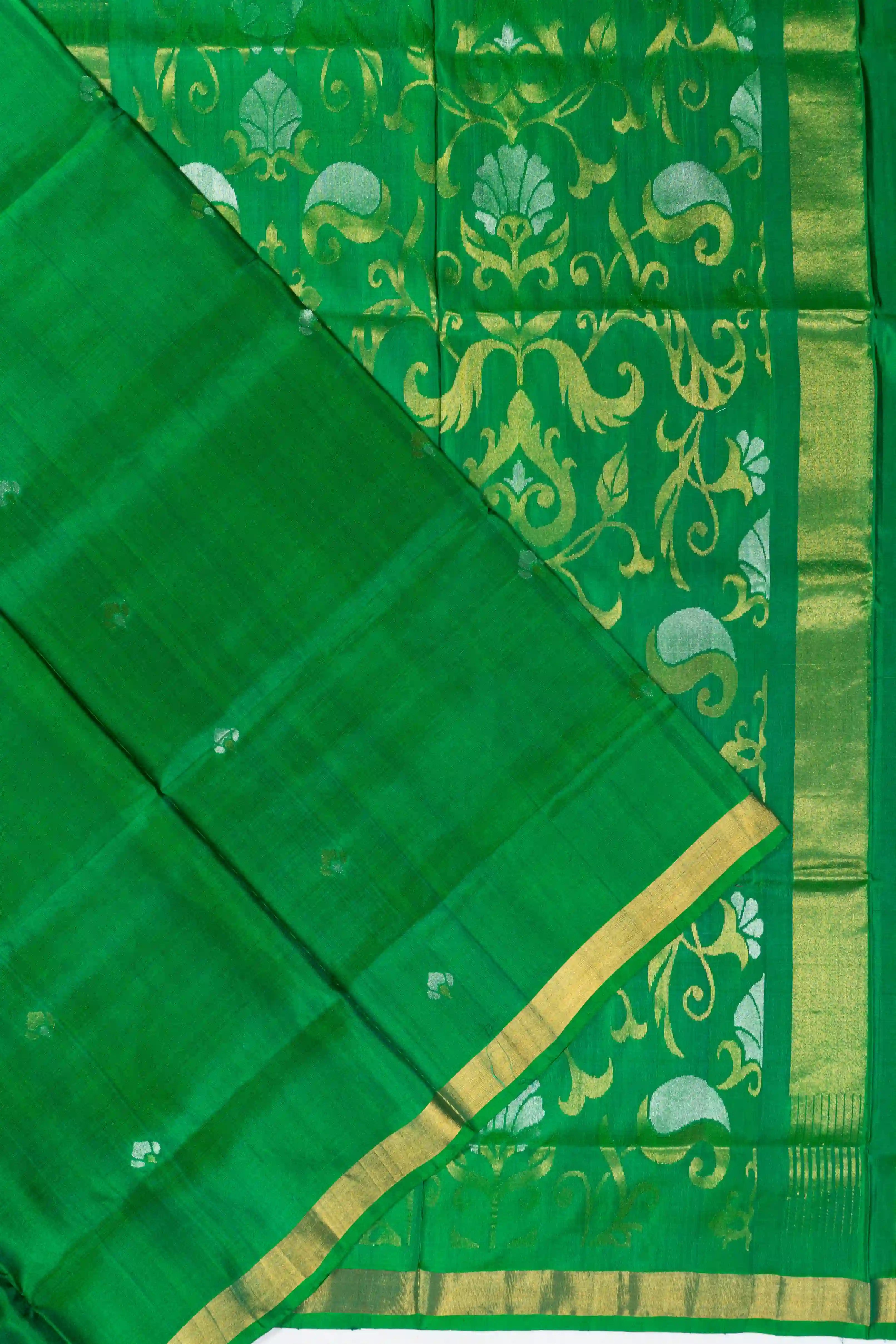 Uppada Silk Butta Green Saree