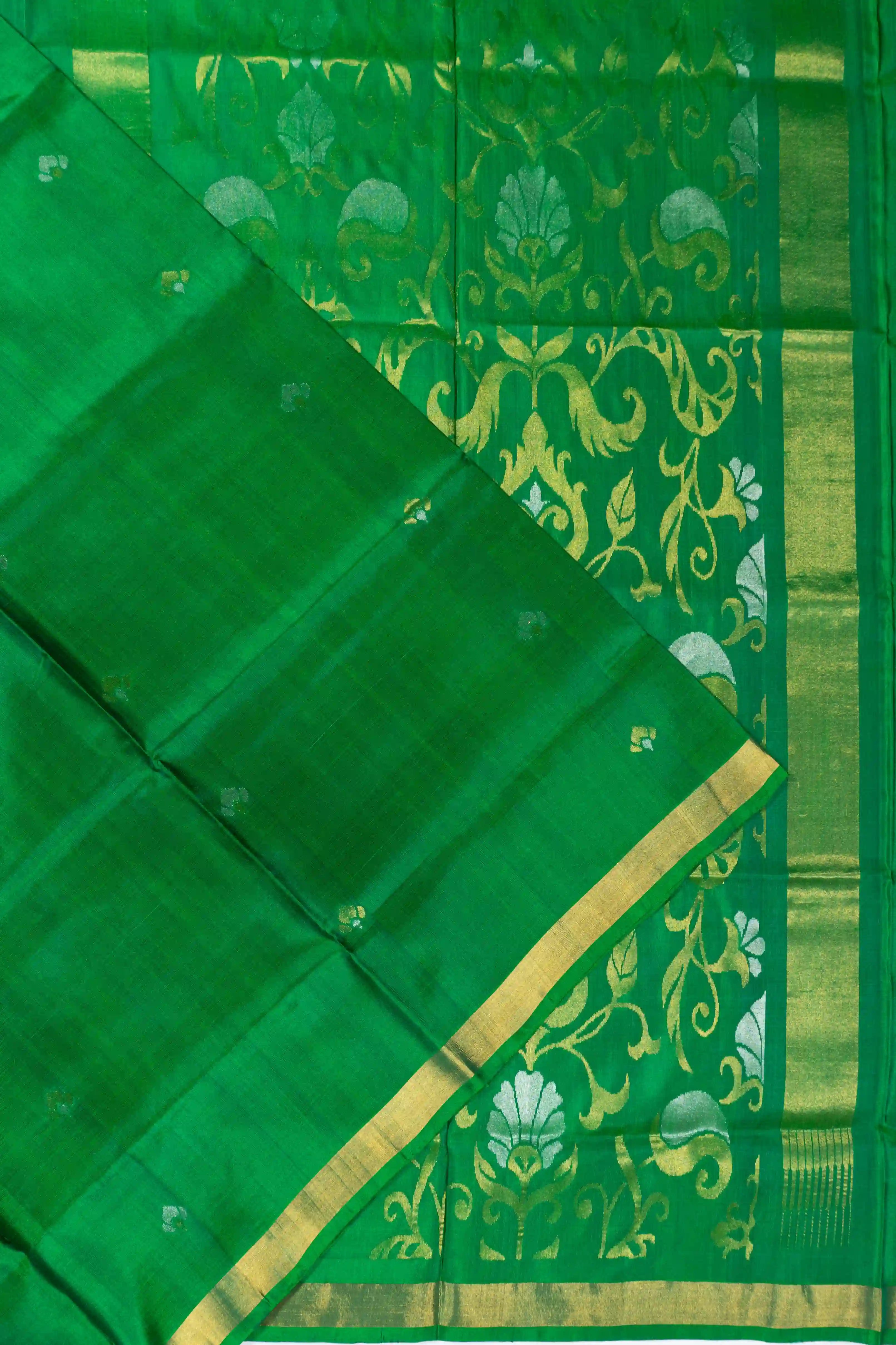 Uppada Silk Butta Green Saree